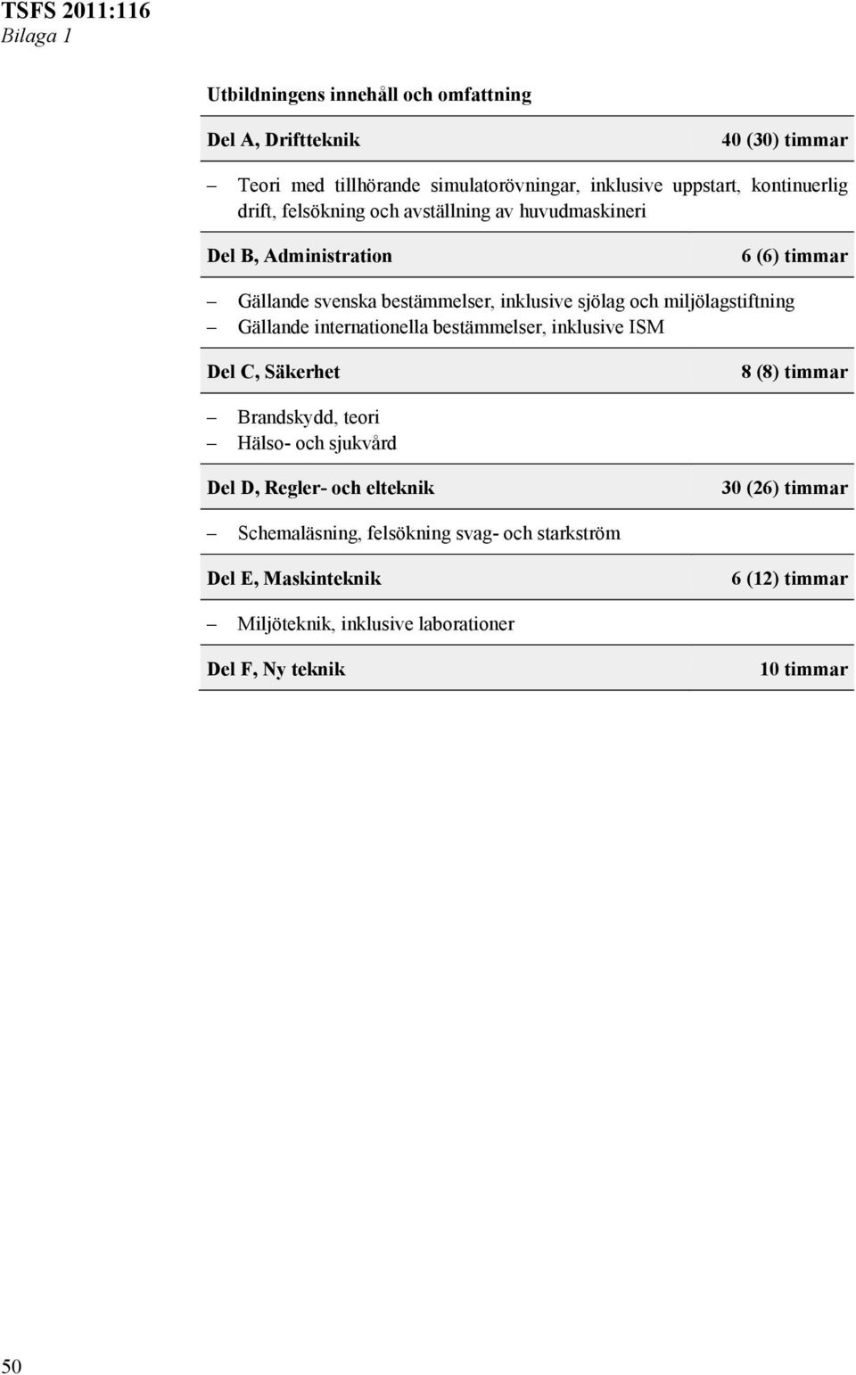 miljölagstiftning Gällande internationella bestämmelser, inklusive ISM Del C, Säkerhet 8 (8) timmar Brandskydd, teori Hälso- och sjukvård Del D, Regler-