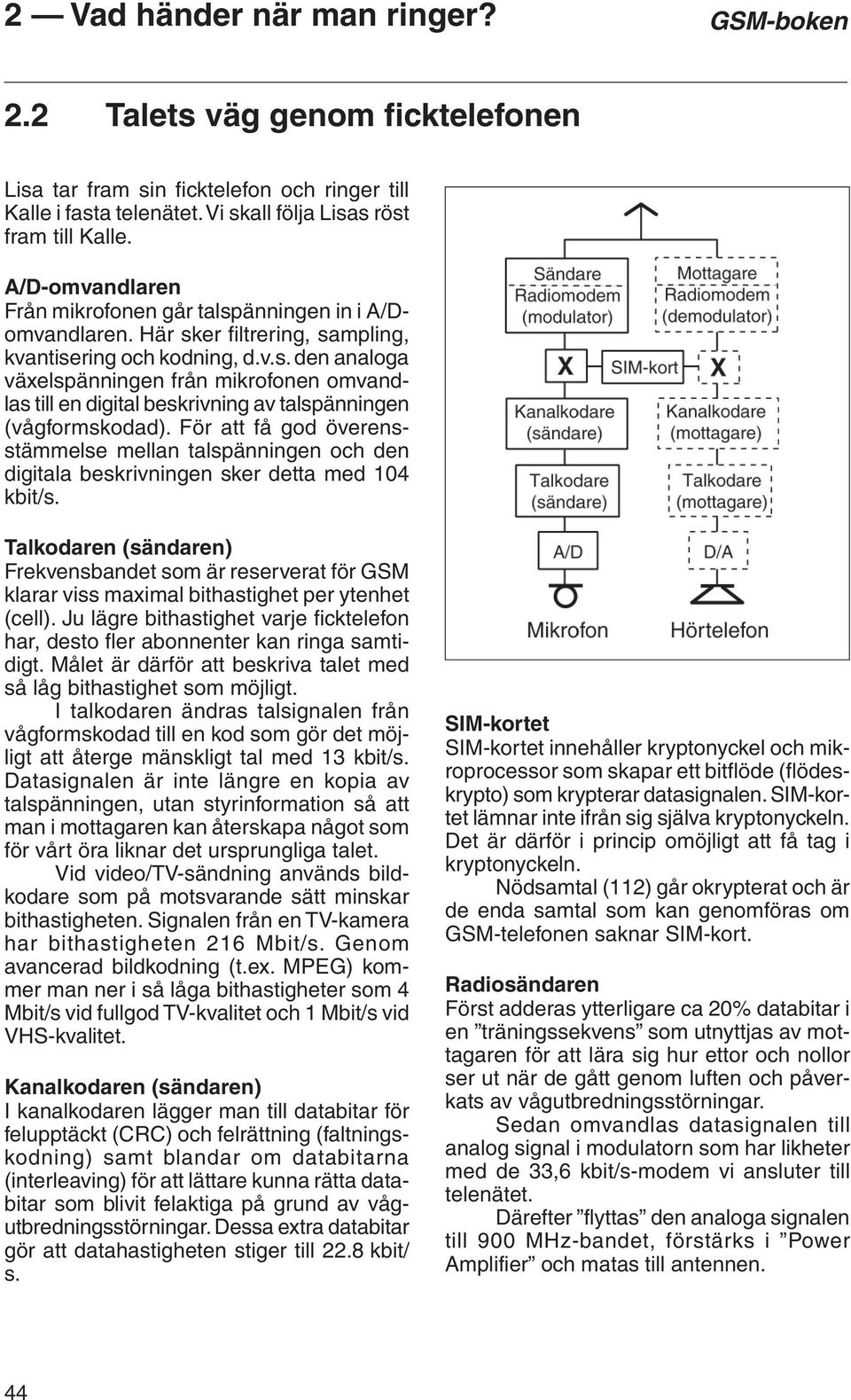 För att få god överensstämmelse mellan talspänningen och den digitala beskrivningen sker detta med 104 kbit/s.