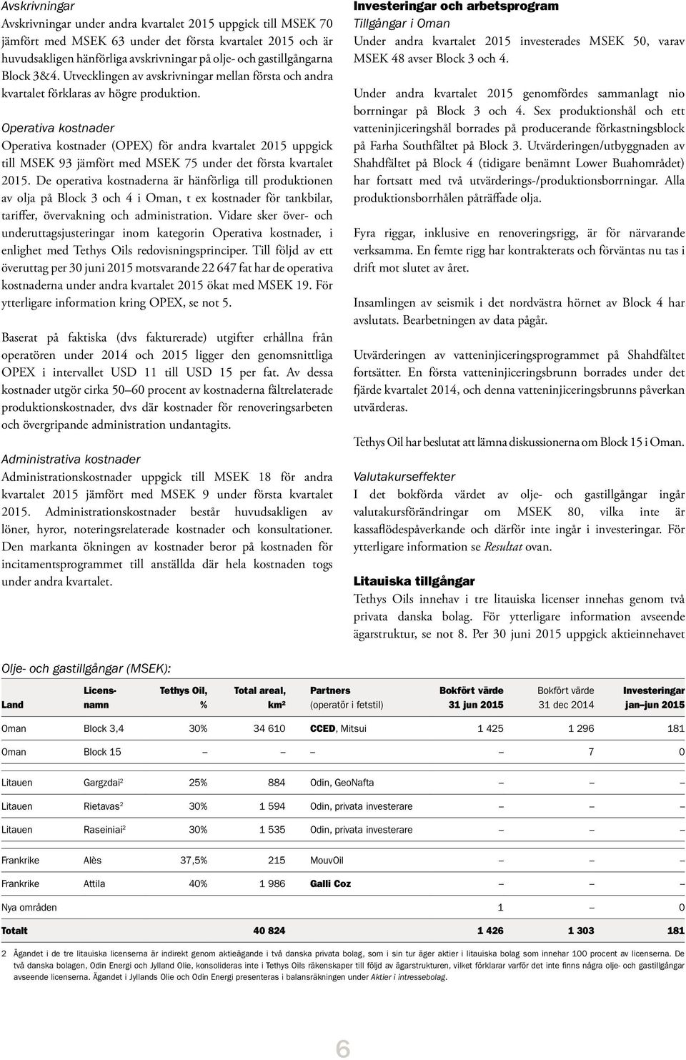 Operativa kostnader Operativa kostnader (OPEX) för andra kvartalet uppgick till MSEK 93 jämfört med MSEK 75 under det första kvartalet.