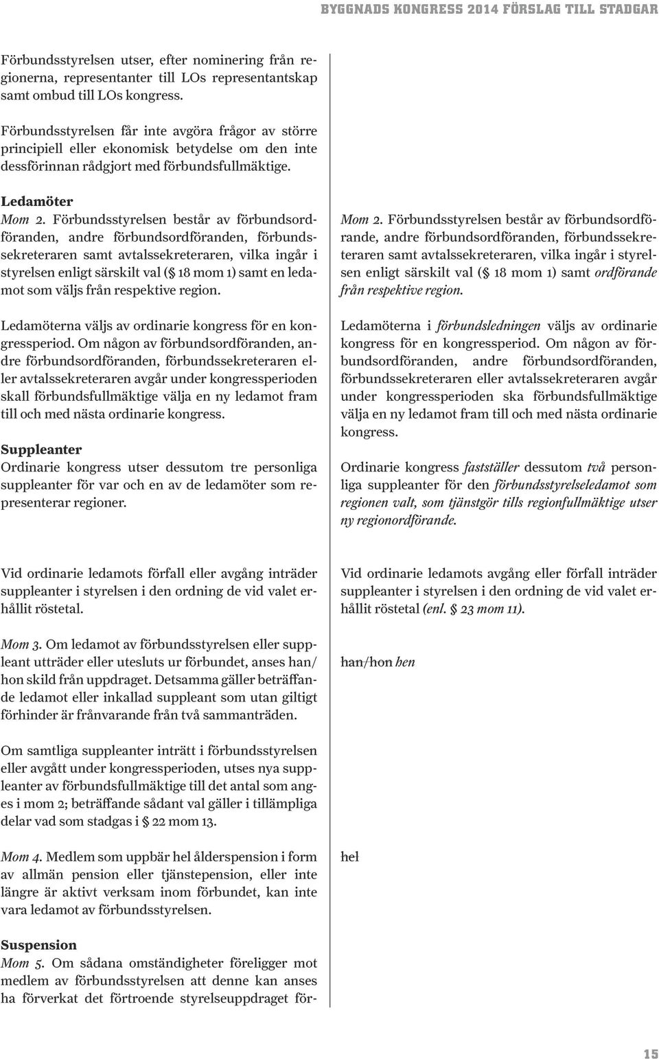 Förbundsstyrelsen består av förbundsordföranden, andre förbundsordföranden, förbundssekreteraren samt avtalssekreteraren, vilka ingår i styrelsen enligt särskilt val ( 18 mom 1) samt en ledamot som