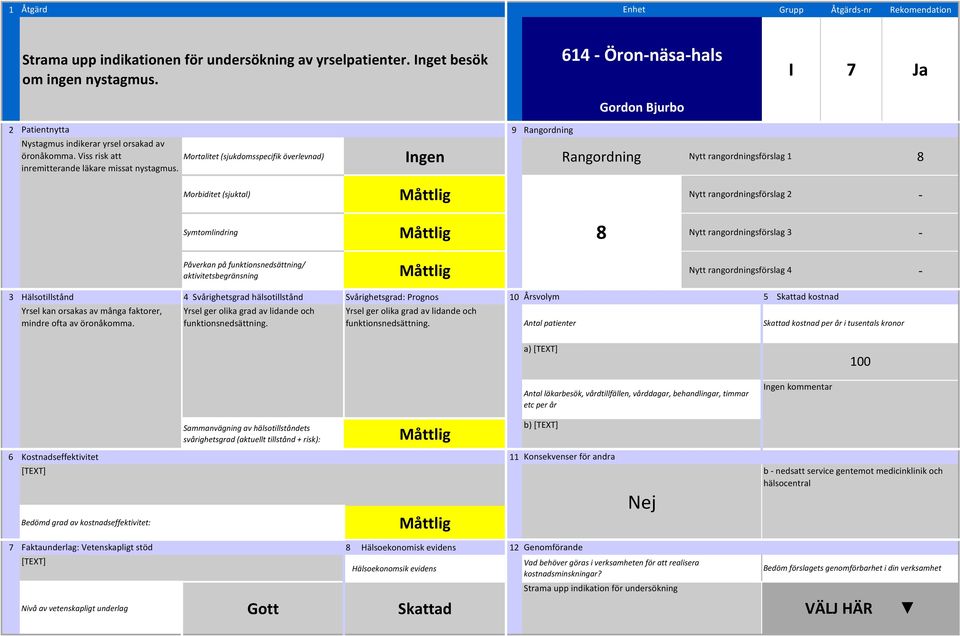 Mortalitet (sjukdomsspecifik överlevnad) Ingen Rangordning Nytt rangordningsförslag 1 8 Morbiditet (sjuktal) Nytt rangordningsförslag 2 Symtomlindring Nytt rangordningsförslag 3