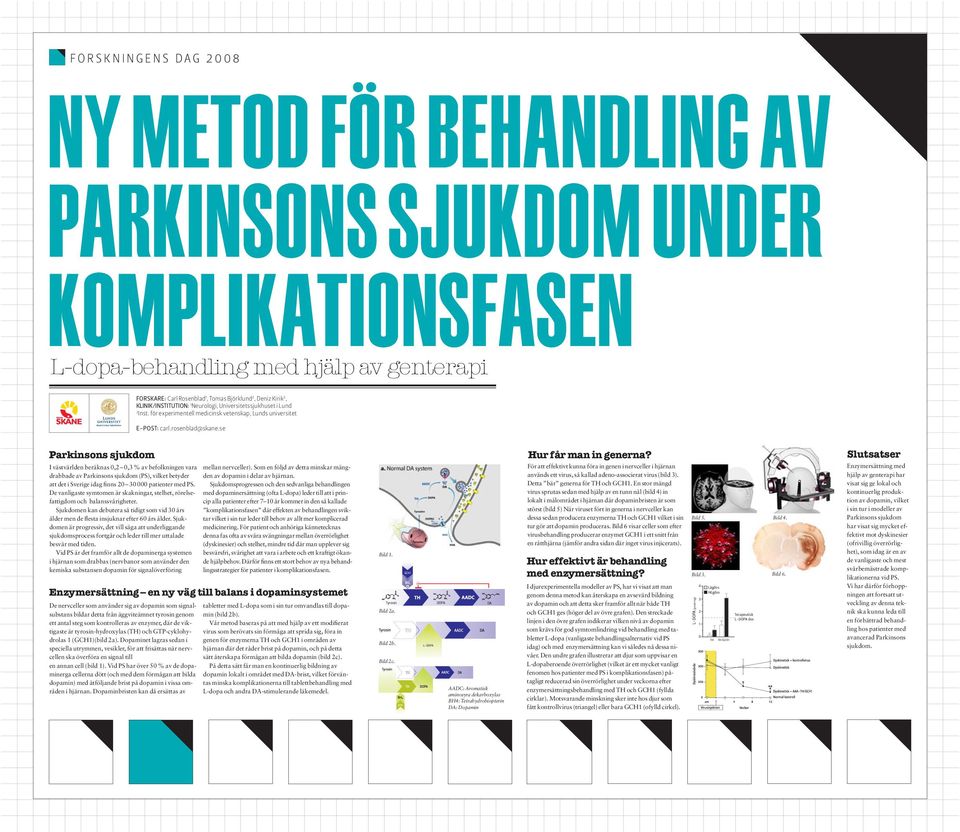 se Parkinsons sjukdom Enzymersättning en ny väg till balans i dopaminsystemet Bild. GCH Tyrosin DOPA DA Bild 2a. Bild 2b. L-DOPA Bild 2c.