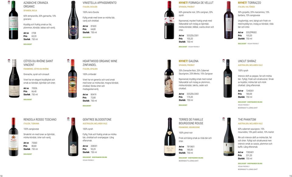 Art nr 2708 Pris 63,20 100% nero d'avola Fyllig smak med toner av mörka bär, vanilj och choklad.