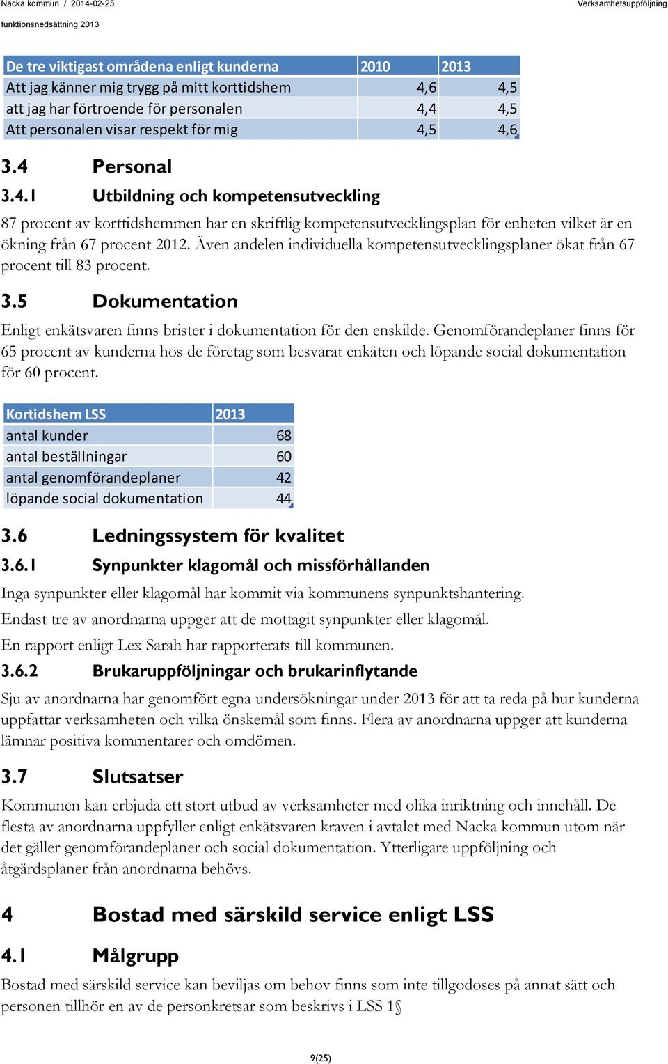 Även andelen individuella kompetensutvecklingsplaner ökat från 67 procent till 83 procent. 3.5 Dokumentation Enligt enkätsvaren finns brister i dokumentation för den enskilde.