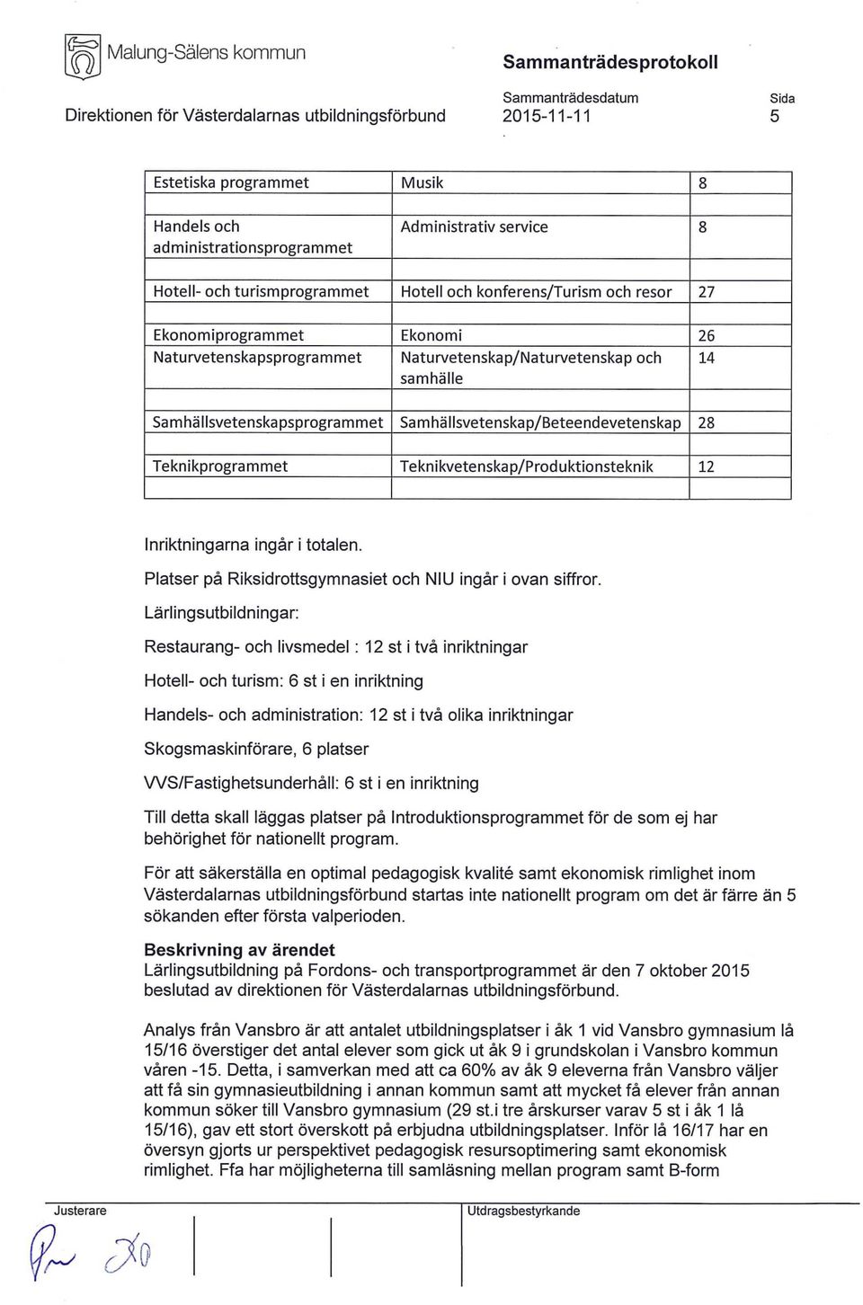 Teknikvetenskap/Produktionsteknik 12 Inriktningarna ingår i totalen. Platser på Riksidrottsgymnasiet och NIU ingår i ovan siffror.