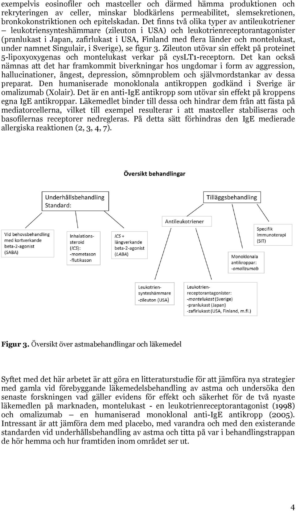 montelukast, under namnet Singulair, i Sverige), se figur 3. Zileuton utövar sin effekt på proteinet 5-lipoxyoxygenas och montelukast verkar på cyslt1-receptorn.