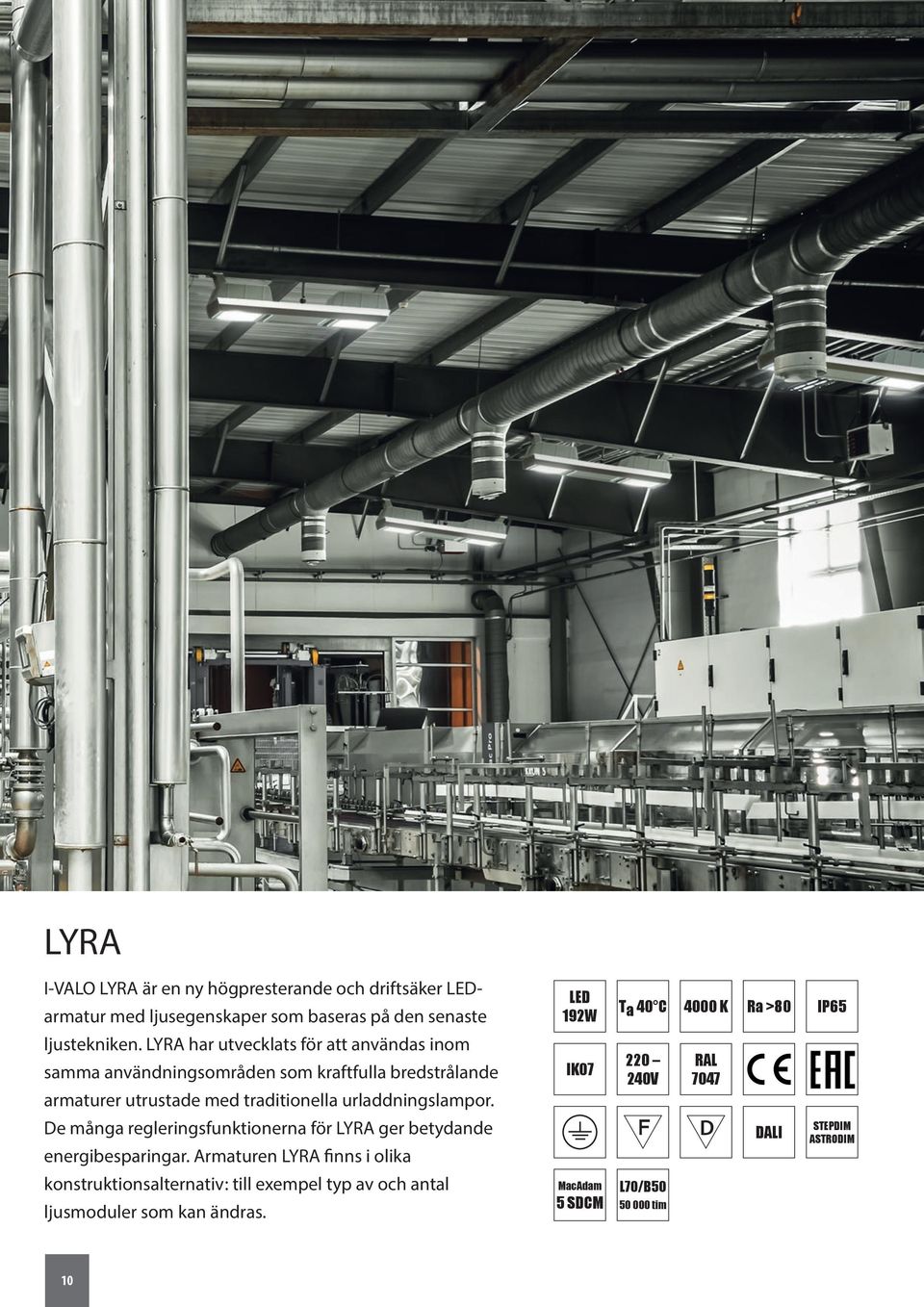 urladdningslampor. De många regleringsfunktionerna för LYRA ger betydande energibesparingar.