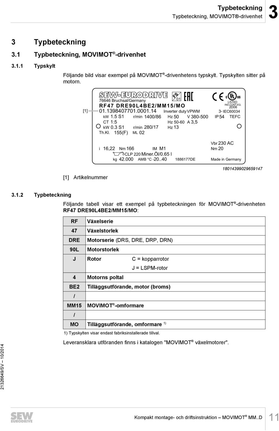 5 S1 r/min 1400/86 Hz 50 V 380-500 IP54 TEFC CT 1:5 Hz 50-60 A 3,5 kw 0.3 S1 r/min 280/17 Hz 13 Th.Kl. 155(F) ML 02 01 LISTED IND.CONT.EQ. 2D06 Vbr 230 AC i 16,22 Nm 166 IM M1 Nm 20 CLP 220 Miner.