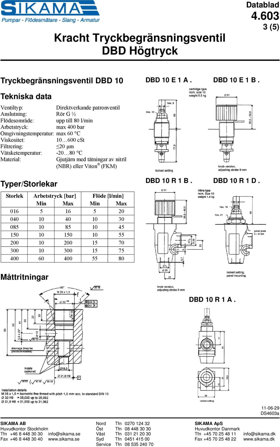 (NBR) eller Viton (FKM) 016 5 16 5 20 040 10 40 10 30 085 10 85 10 45 150 10 150