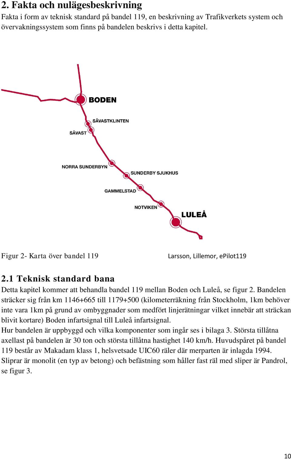 Bandelen sträcker sig från km 1146+665 till 1179+500 (kilometerräkning från Stockholm, 1km behöver inte vara 1km på grund av ombyggnader som medfört linjerätningar vilket innebär att sträckan blivit