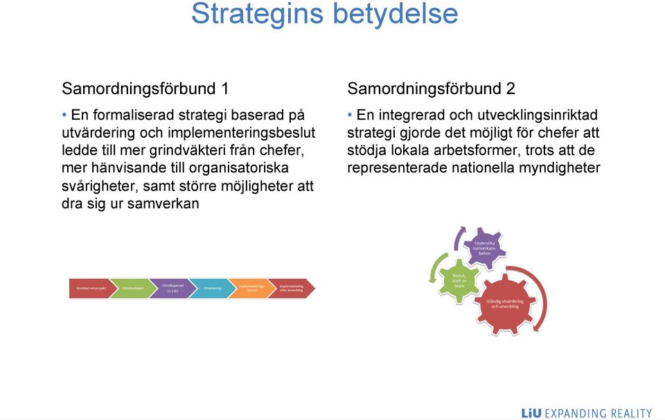 svårigheter, samt större möjligheter att dra sig ur samverkan Samordningsförbund 2 En integrerad och