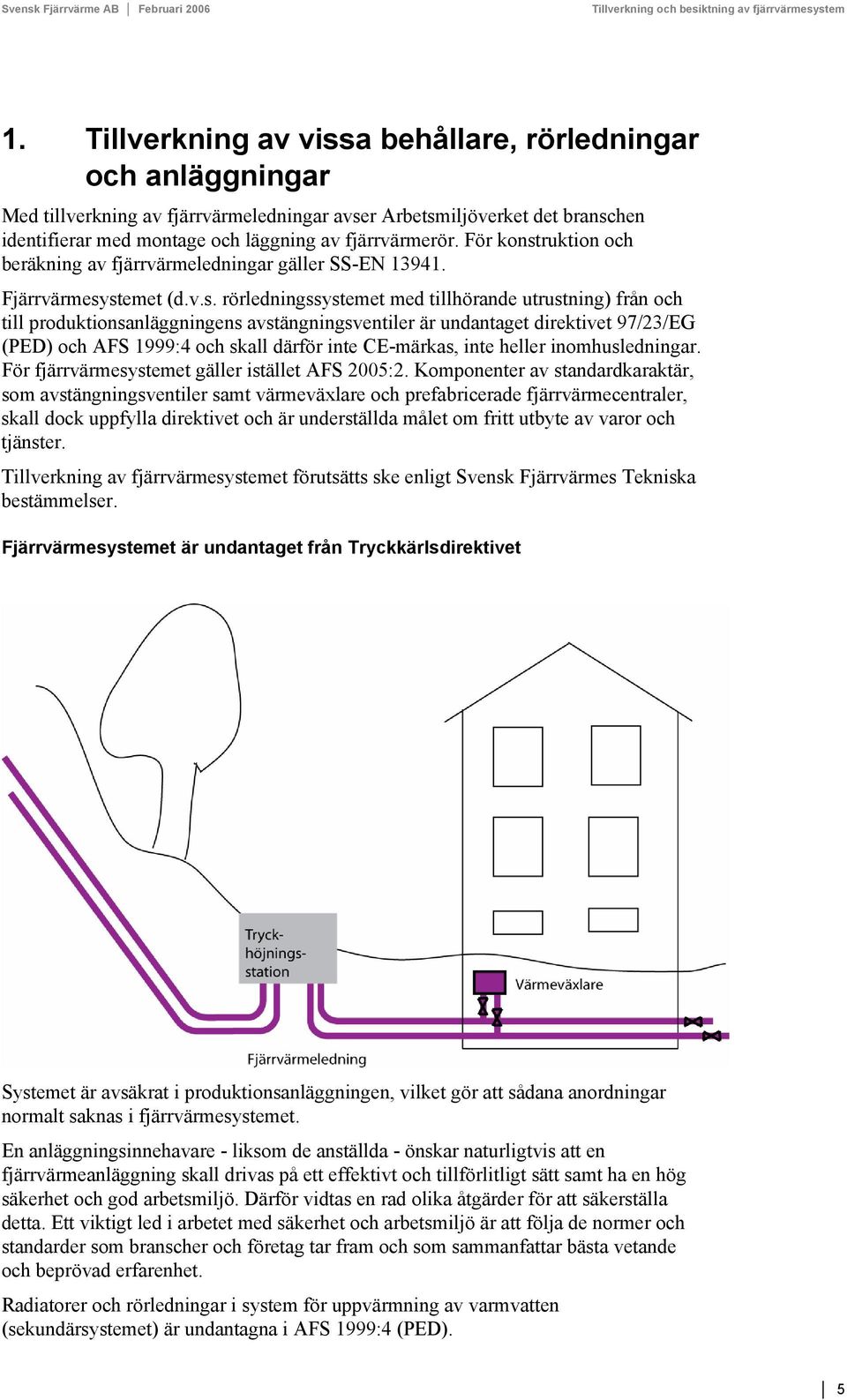 ruktion och beräkning av fjärrvärmeledningar gäller SS-EN 13941. Fjärrvärmesy