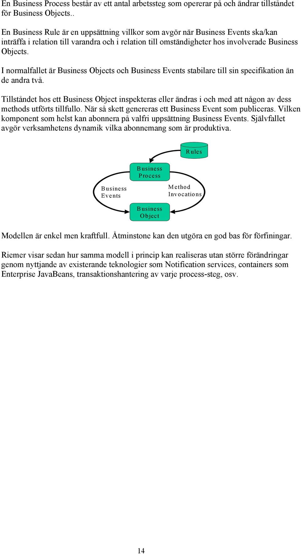 I normalfallet är Business Objects och Business Events stabilare till sin specifikation än de andra två.