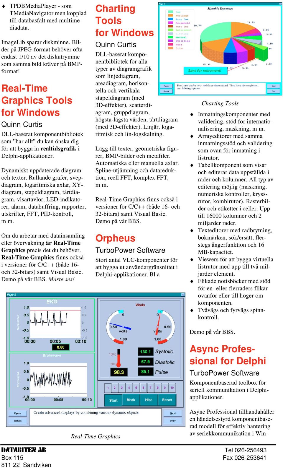 Real-Time Graphics Tools for Windows Quinn Curtis DLL-baserat komponentbibliotek som har allt du kan önska dig för att bygga in realtidsgrafik i Delphi-applikationer.