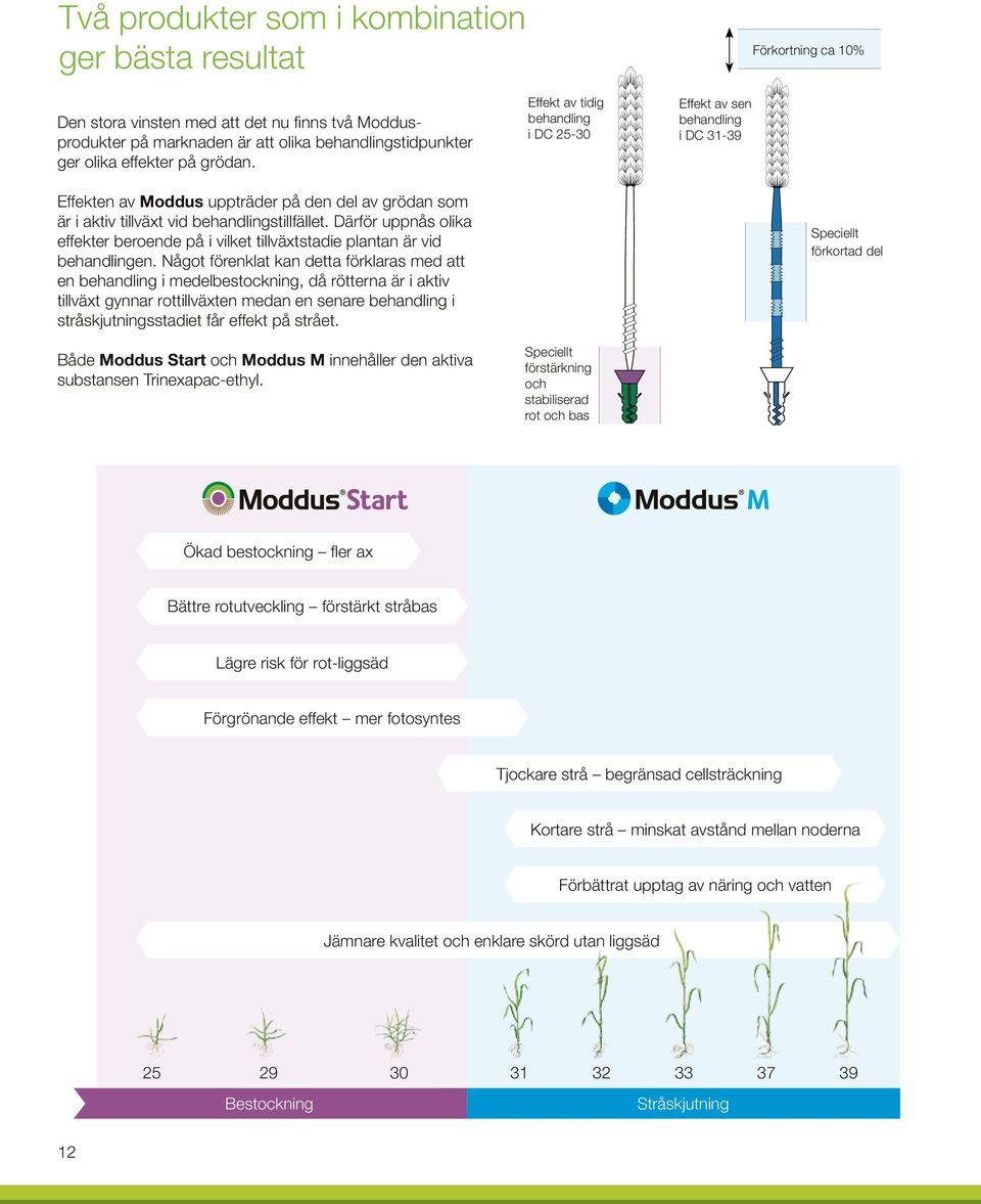 Därför uppnås olika effekter beroende på i vilket tillväxtstadie plantan är vid behandlingen.