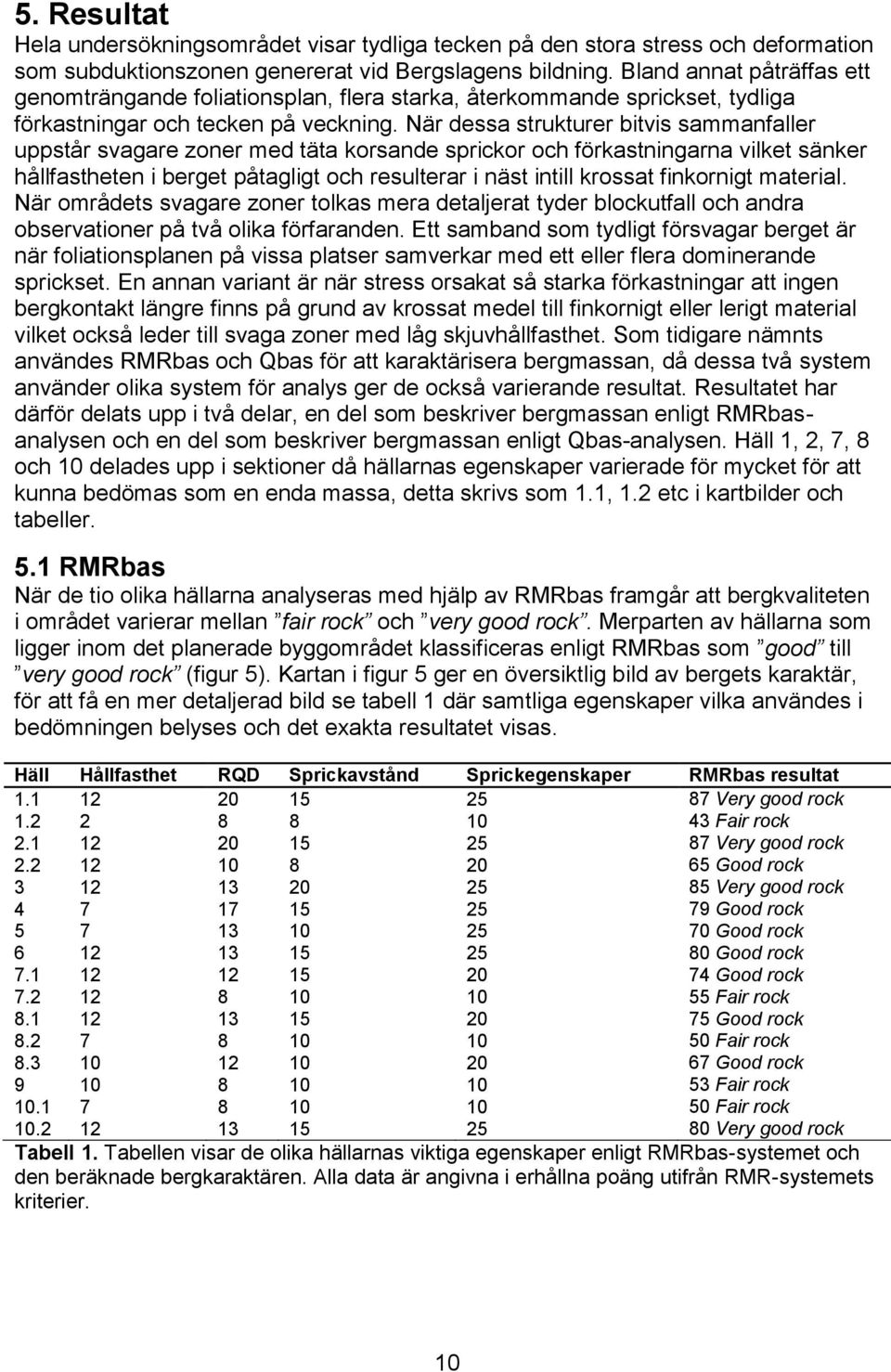 När dessa strukturer bitvis sammanfaller uppstår svagare zoner med täta korsande sprickor och förkastningarna vilket sänker hållfastheten i berget påtagligt och resulterar i näst intill krossat