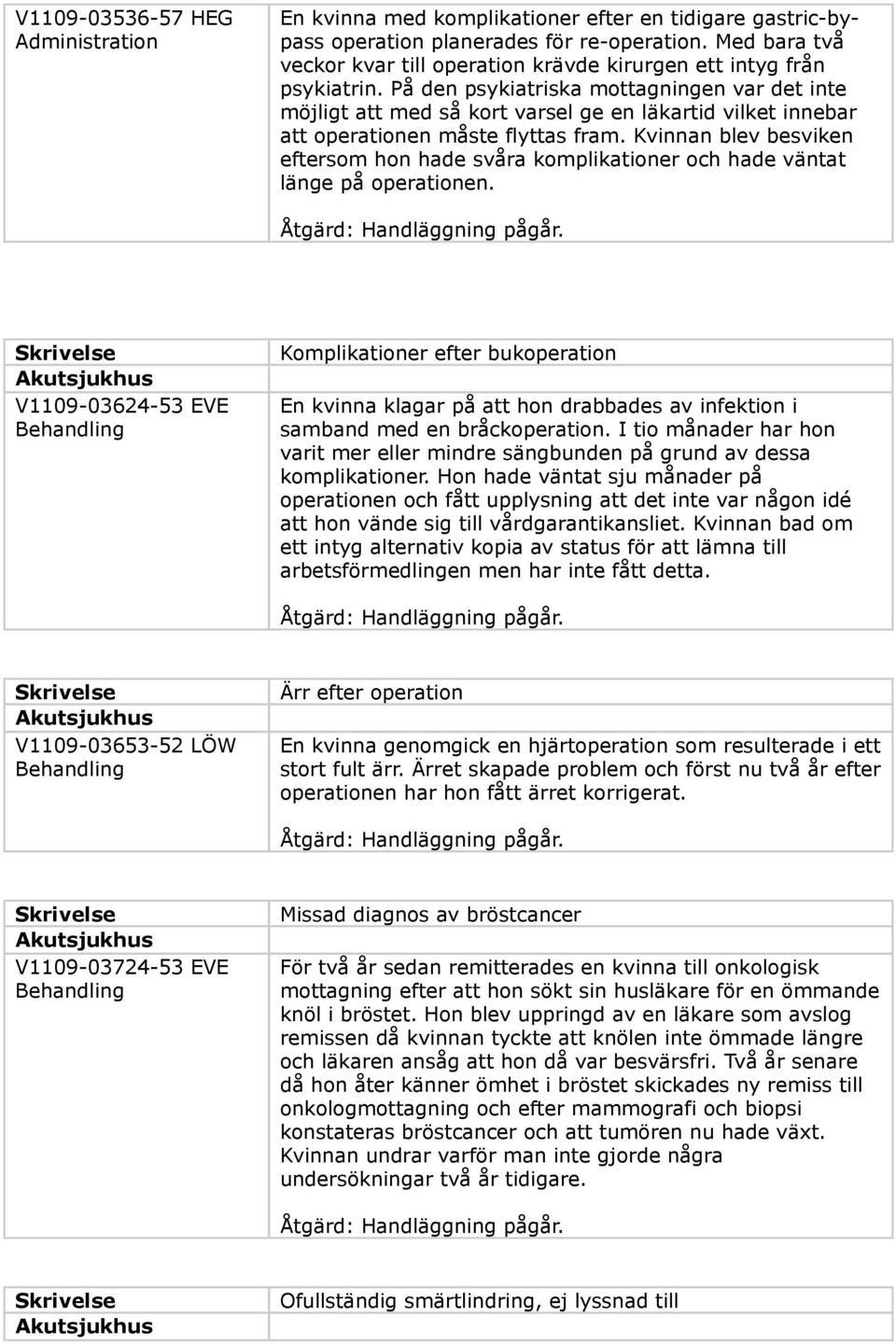 På den psykiatriska mottagningen var det inte möjligt att med så kort varsel ge en läkartid vilket innebar att operationen måste flyttas fram.