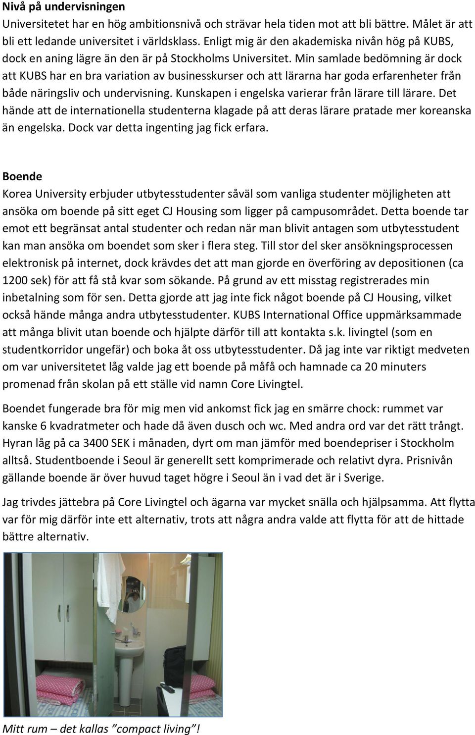 Min samlade bedömning är dock att KUBS har en bra variation av businesskurser och att lärarna har goda erfarenheter från både näringsliv och undervisning.