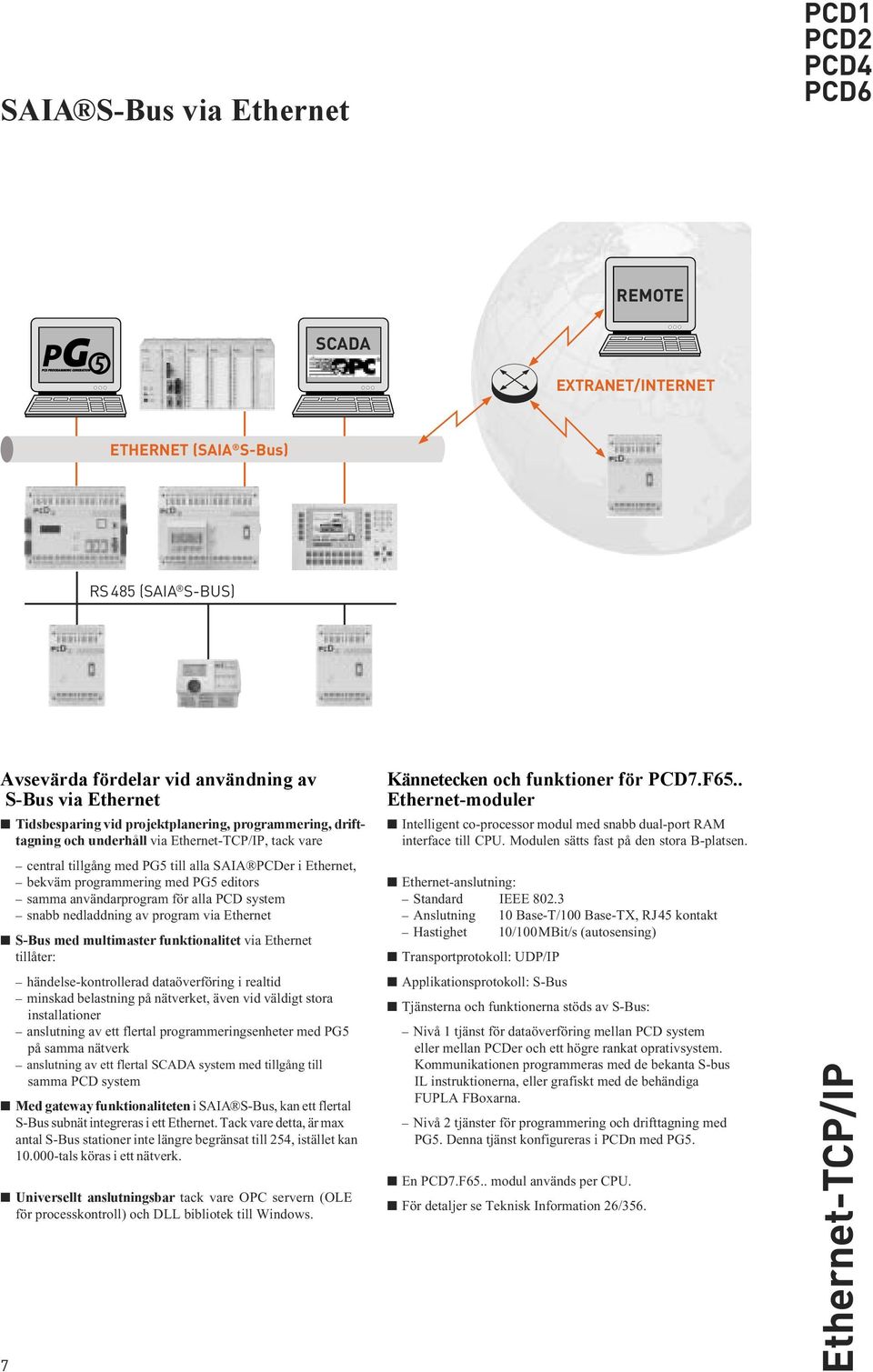 snabb nedladdning av program via Ethernet S-Bus med multimaster funktionalitet via Ethernet tillåter: händelse-kontrollerad dataöverföring i realtid minskad belastning på nätverket, även vid väldigt