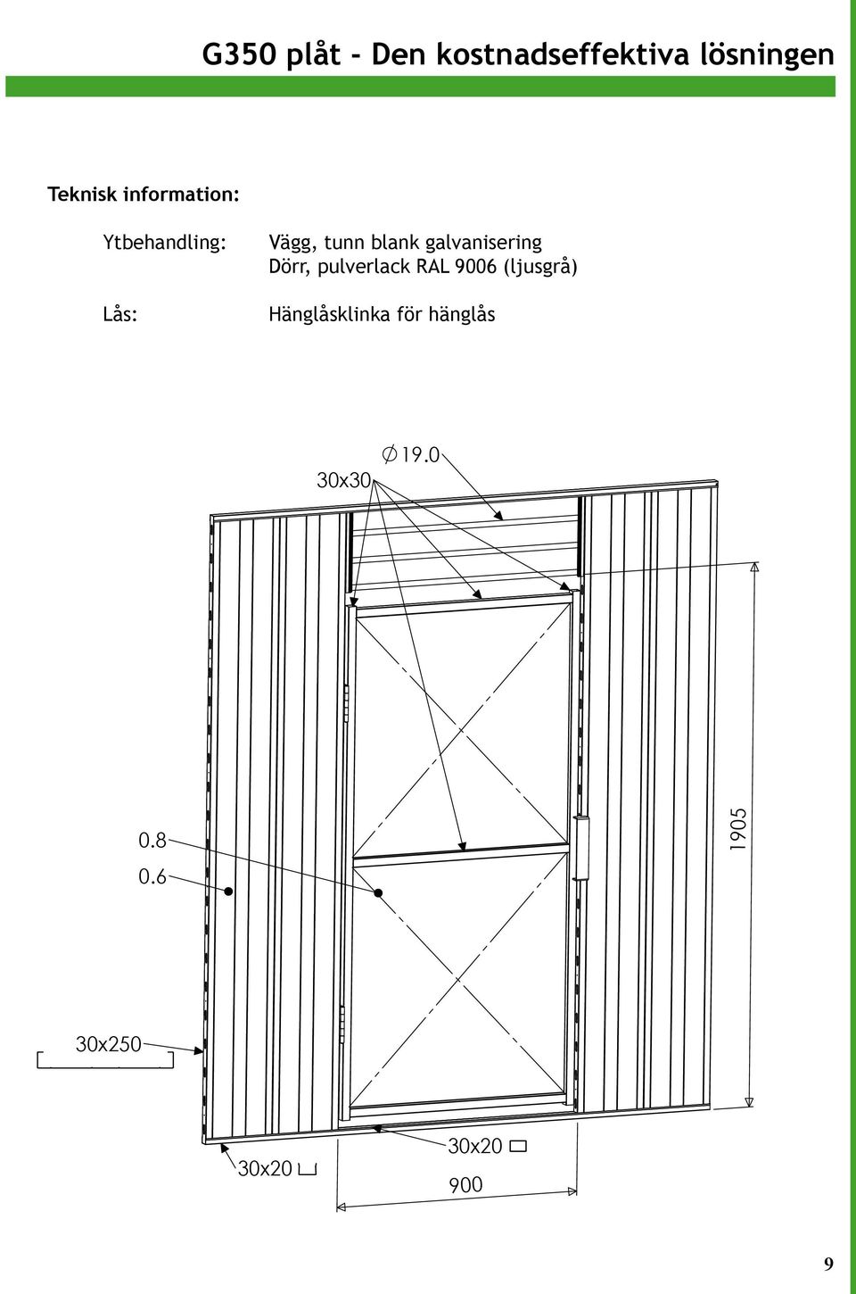 galvanisering Dörr, pulverlack RAL 9006 (ljusgrå)