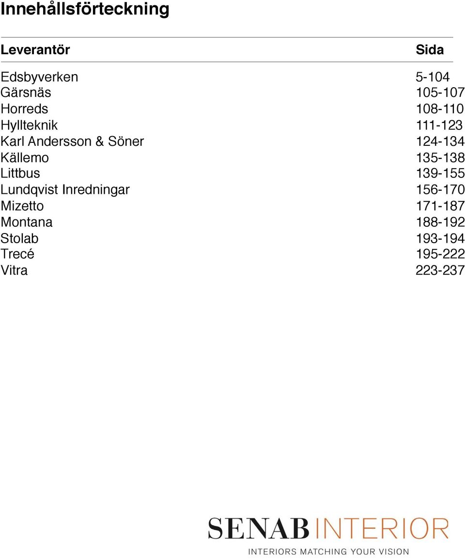 124-134 Källemo 135-138 Littbus 139-155 Lundqvist Inredningar