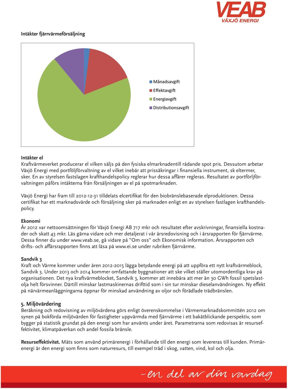 En av styrelsen fastslagen krafthandelspolicy reglerar hur dessa affärer regleras. Resultatet av portförljförvaltningen påförs intäkterna från försäljningen av el på spotmarknaden.