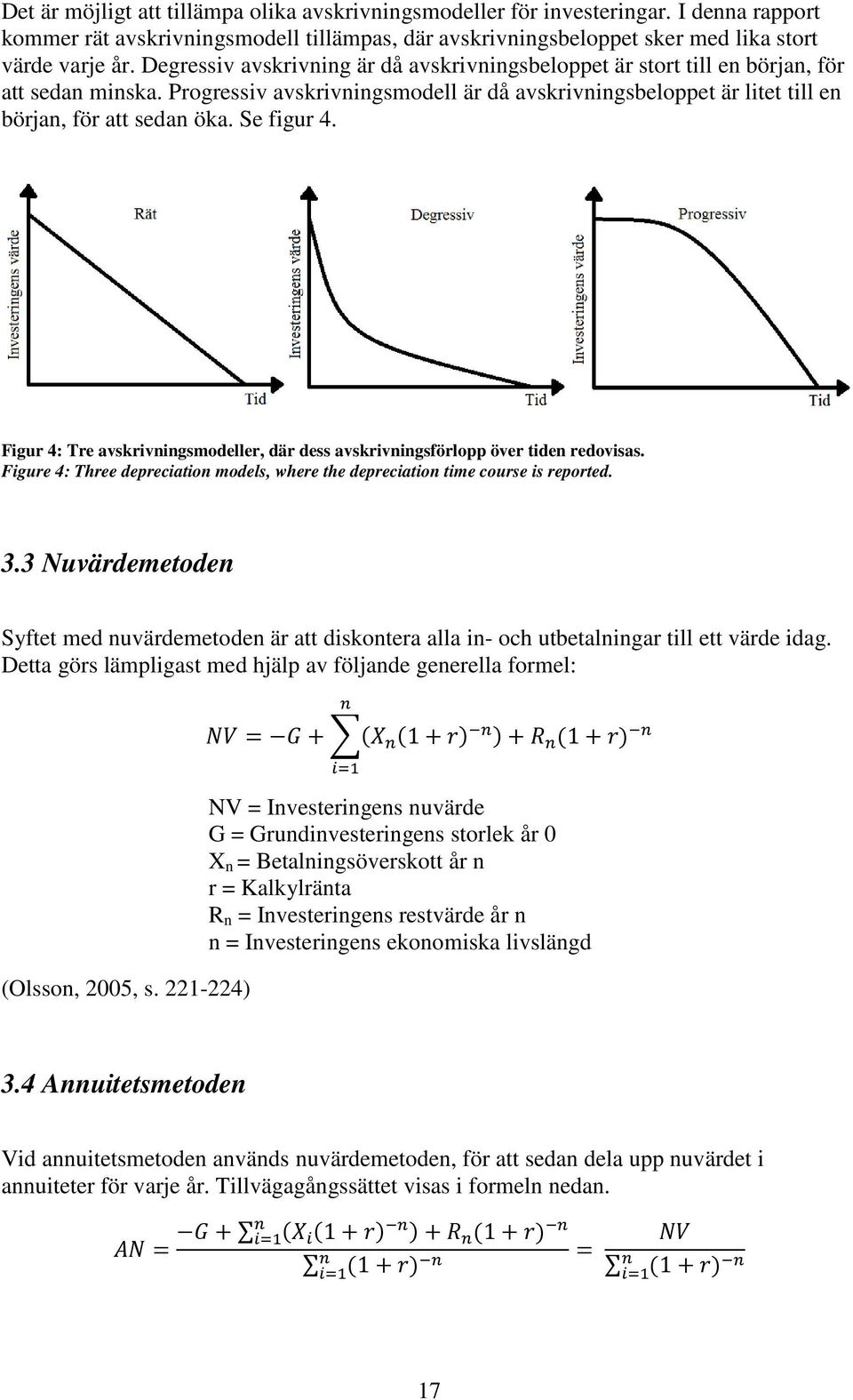 Se figur 4. Figur 4: Tre avskrivningsmodeller, där dess avskrivningsförlopp över tiden redovisas. Figure 4: Three depreciation models, where the depreciation time course is reported. 3.