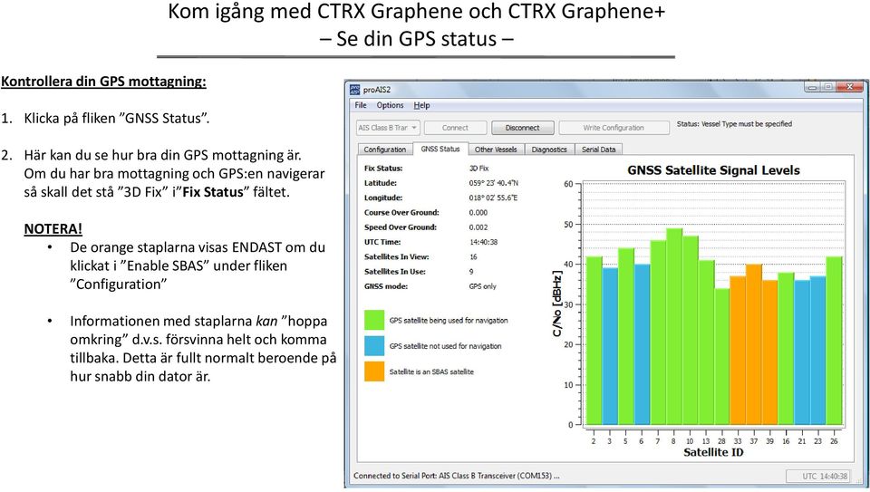 Kom igång med CTRX Graphene och CTRX Graphene+ Se din GPS status NOTERA!