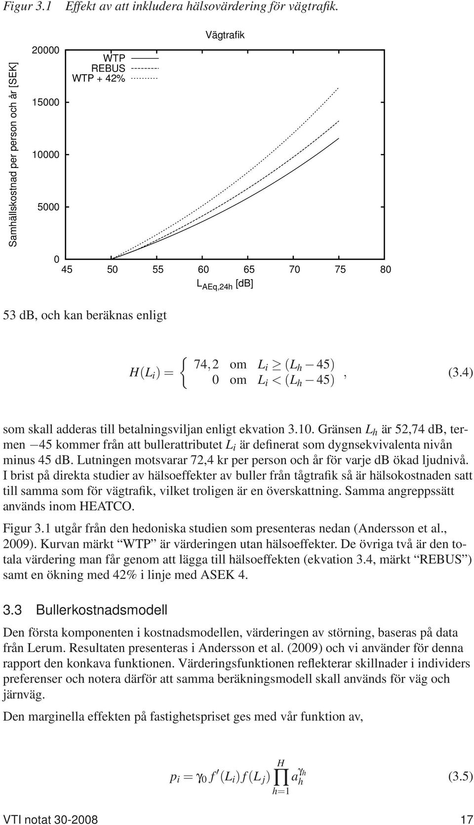 om L i < (L h 45), (3.4) som skall adderas till betalningsviljan enligt ekvation 3.10.