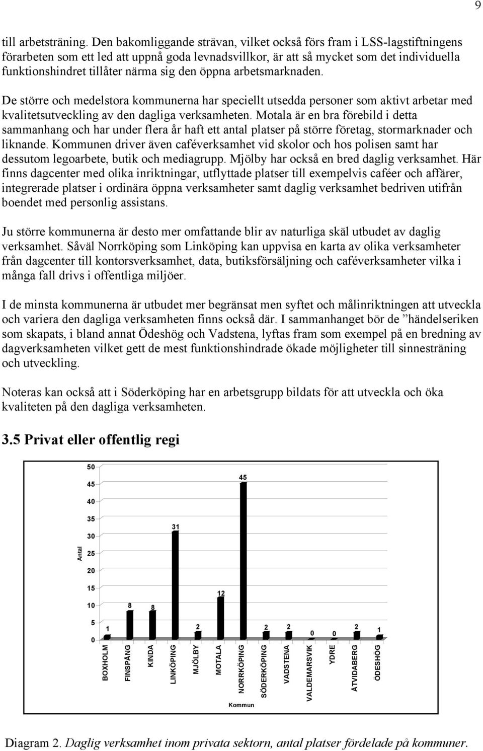 den öppna arbetsmarknaden. De större och medelstora kommunerna har speciellt utsedda personer som aktivt arbetar med kvalitetsutveckling av den dagliga verksamheten.