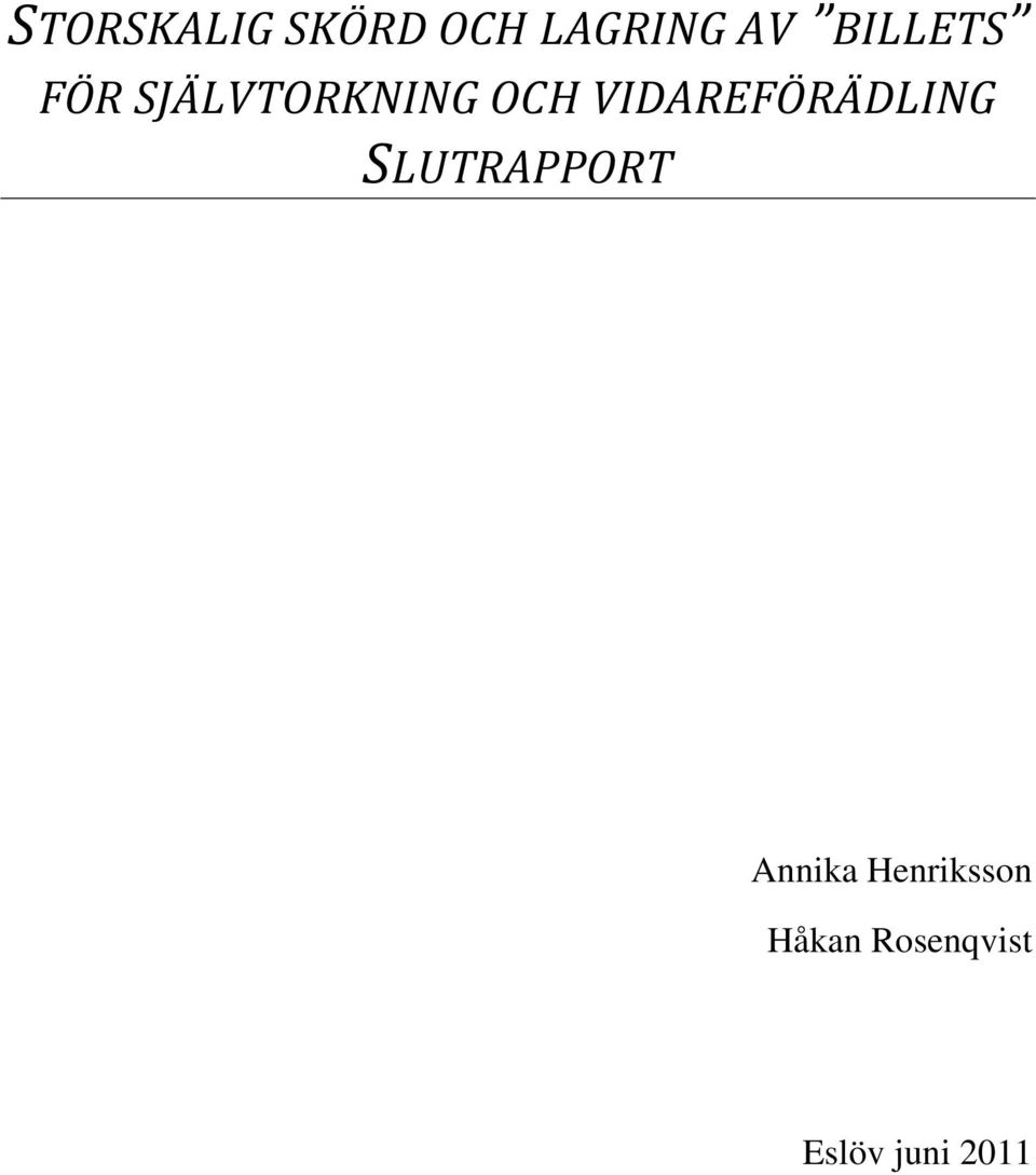 VIDAREFÖRÄDLING SLUTRAPPORT Annika