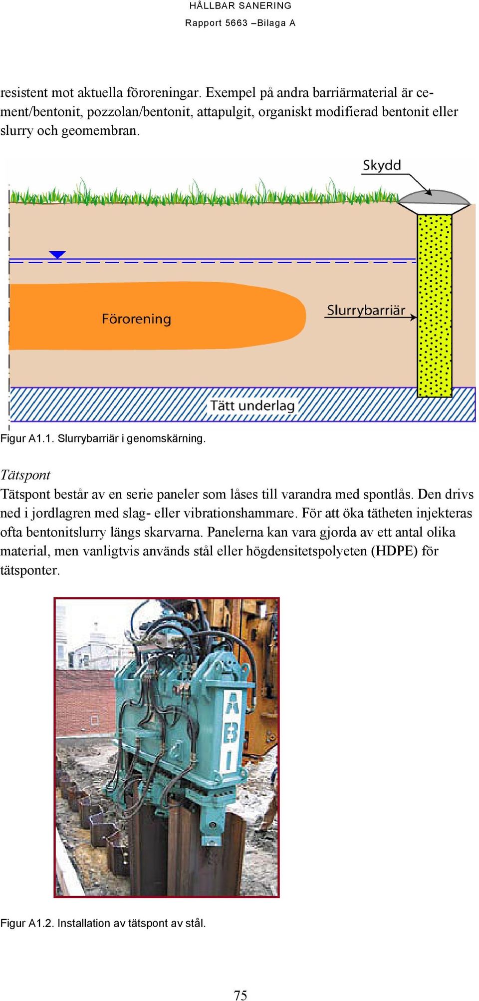 1. Slurrybarriär i genomskärning. Tätspont Tätspont består av en serie paneler som låses till varandra med spontlås.