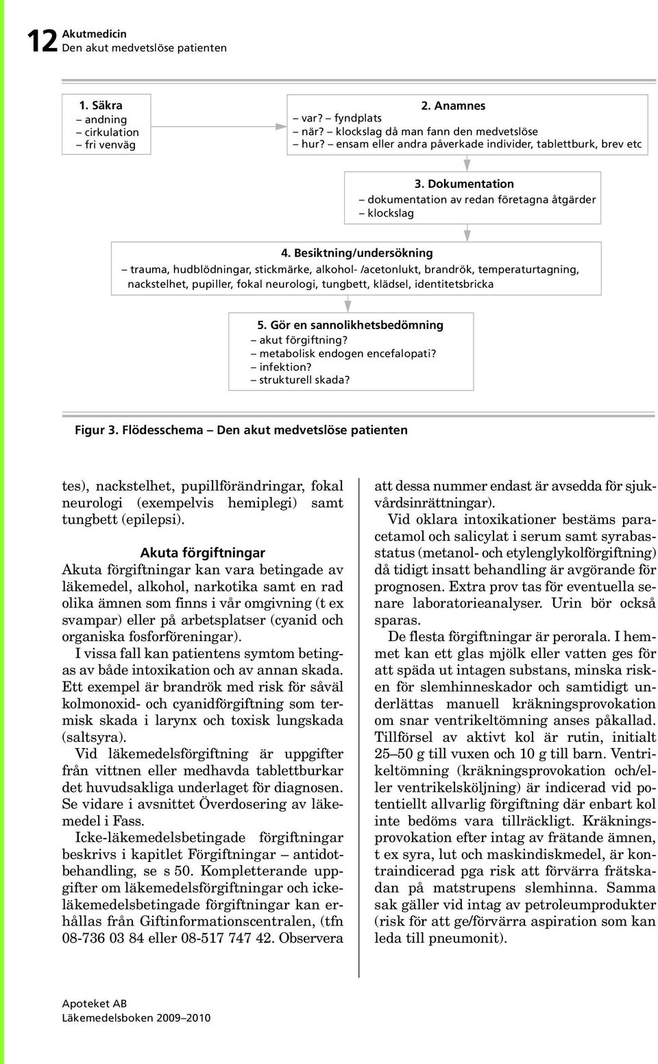 Besiktning/undersökning trauma, hudblödningar, stickmärke, alkohol- /acetonlukt, brandrök, temperaturtagning, nackstelhet, pupiller, fokal neurologi, tungbett, klädsel, identitetsbricka 5.