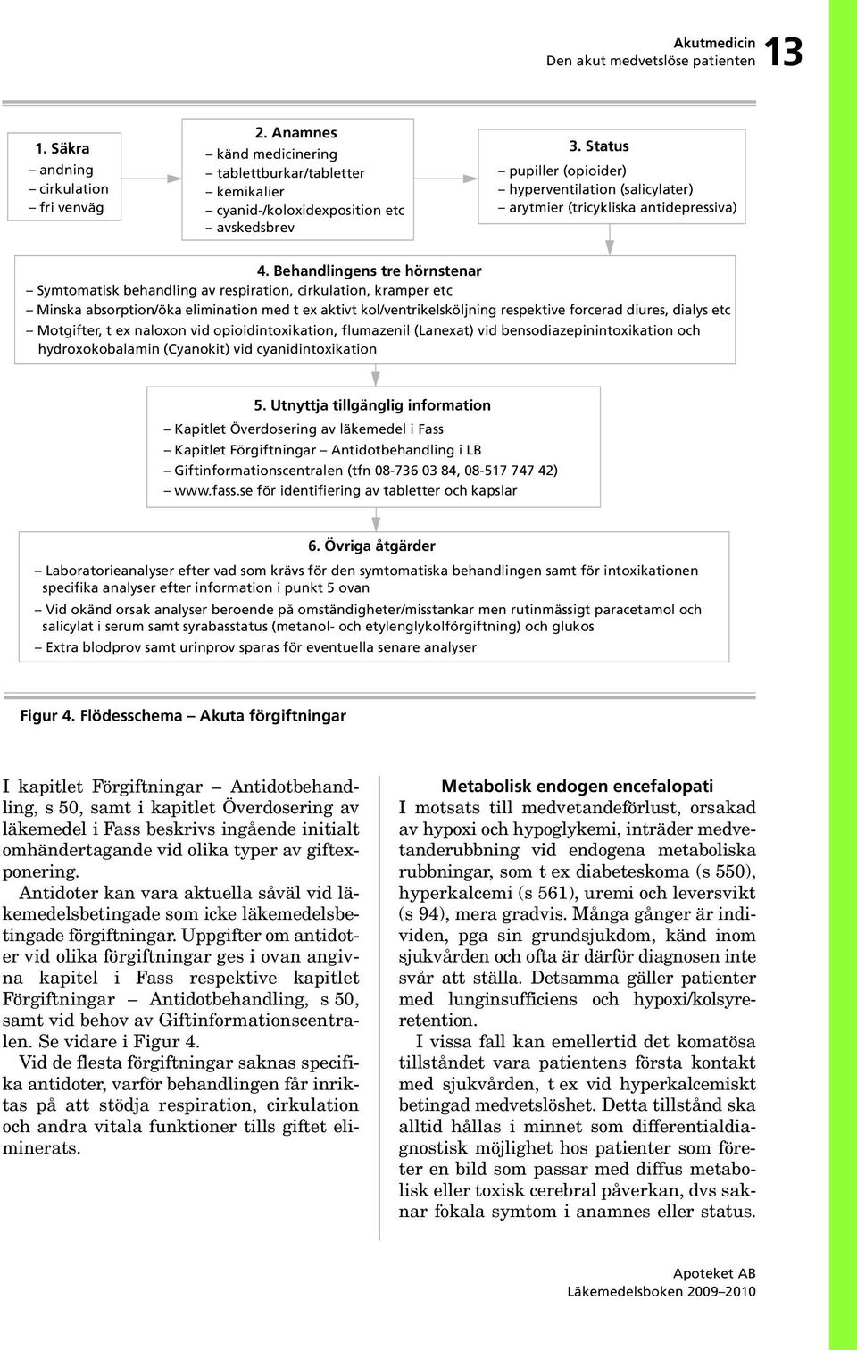 Behandlingens tre hörnstenar Symtomatisk behandling av respiration, cirkulation, kramper etc Minska absorption/öka elimination med t ex aktivt kol/ventrikelsköljning respektive forcerad diures,