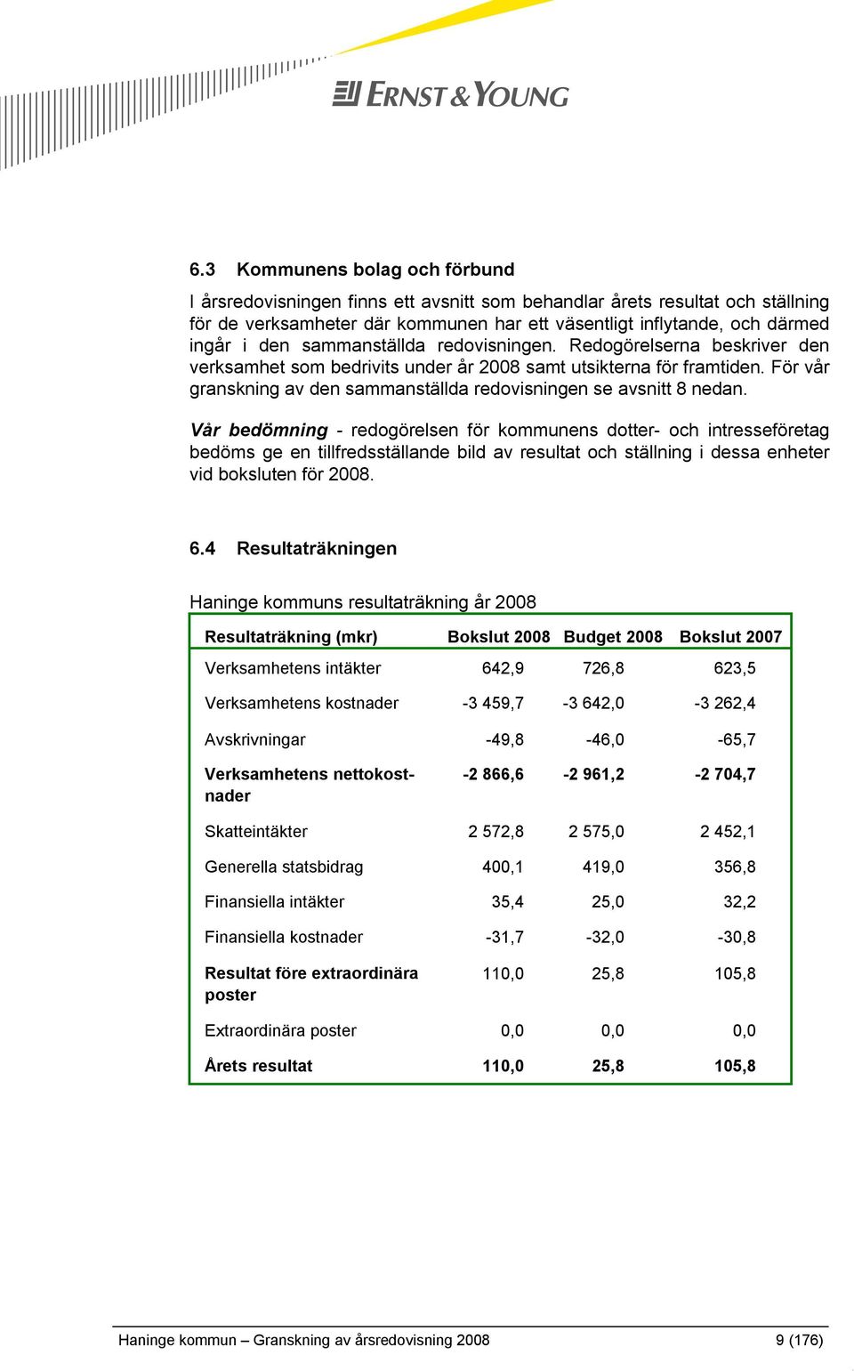 För vår granskning av den sammanställda redovisningen se avsnitt 8 nedan.