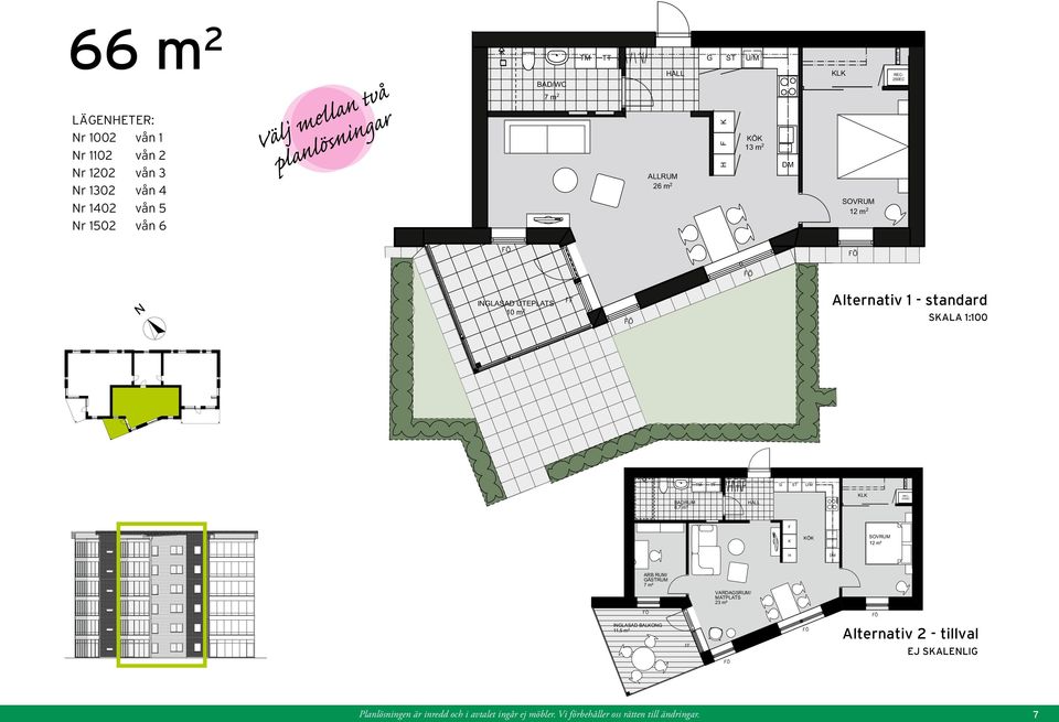 Alternativ 1 - standard SAA 1:100 ST E/IT BADRUM 6,7 m² HA REC- 250EC Ö SOVRUM 12 m² H ARB.