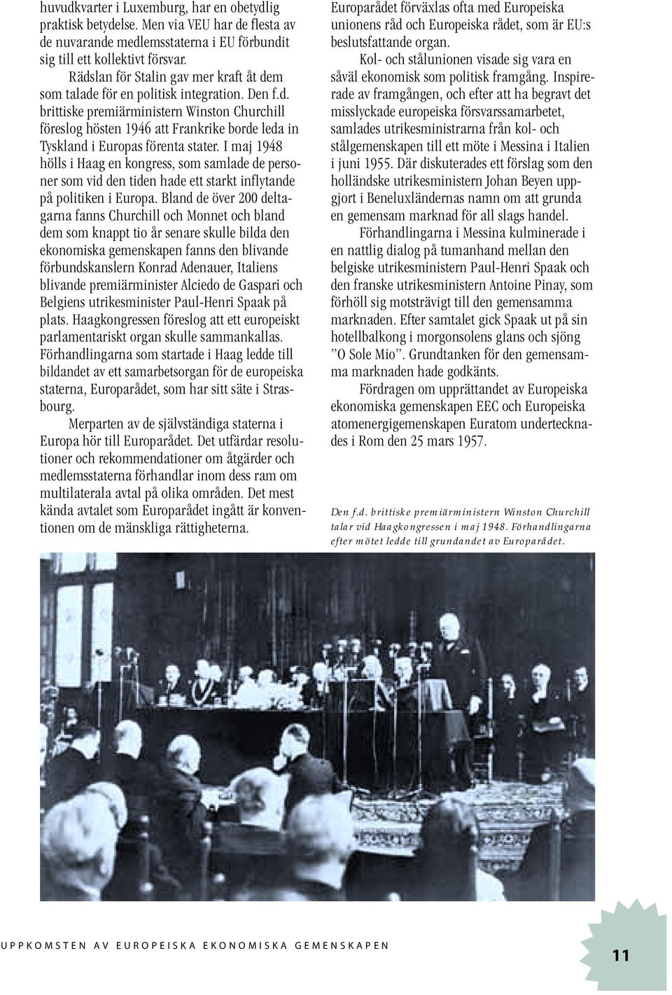 I maj 1948 hölls i Haag en kongress, som samlade de personer som vid den tiden hade ett starkt inflytande på politiken i Europa.