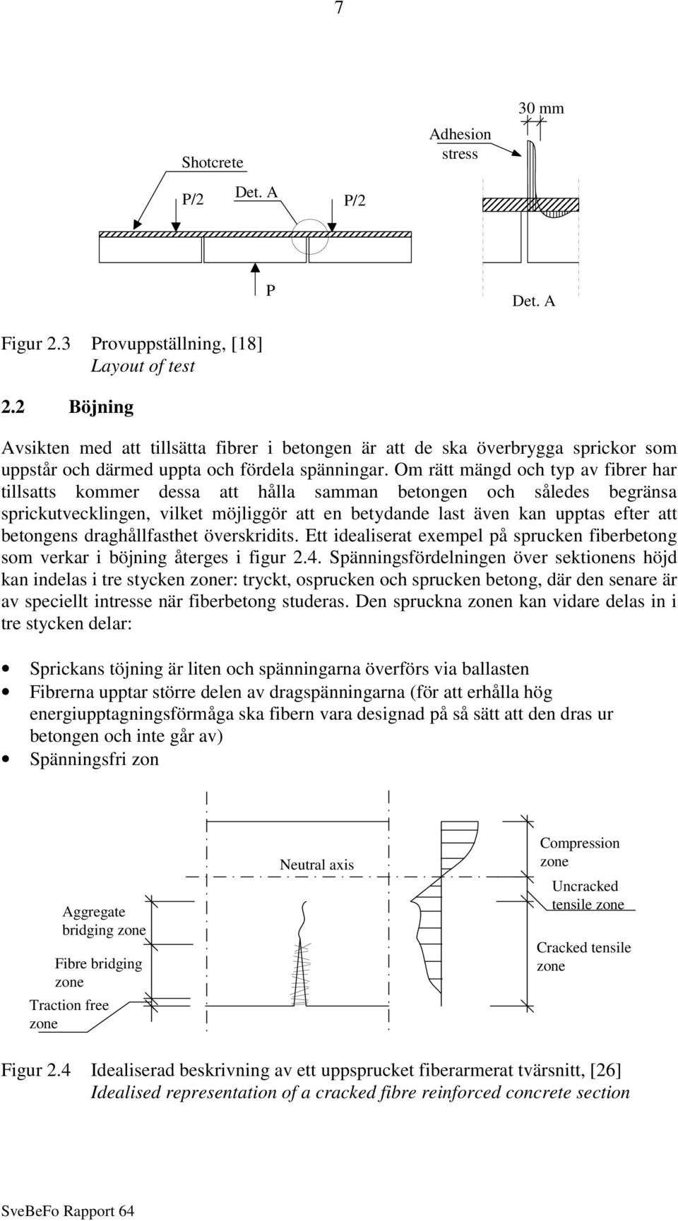 Om rätt mängd och typ av fibrer har tillsatts kommer dessa att hålla samman betongen och således begränsa sprickutvecklingen, vilket möjliggör att en betydande last även kan upptas efter att