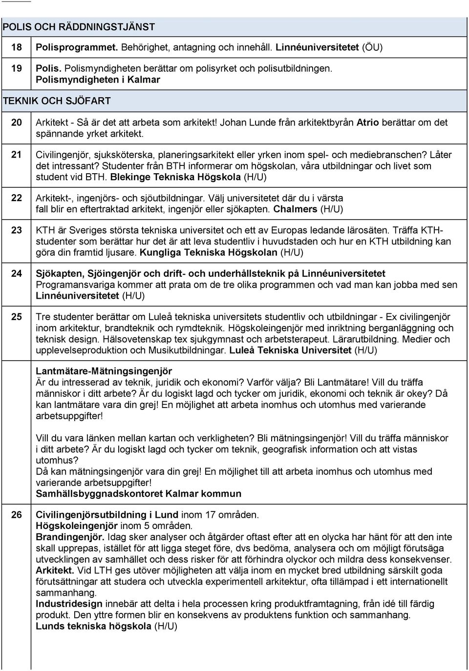 21 Civilingenjör, sjuksköterska, planeringsarkitekt eller yrken inom spel- och mediebranschen? Låter det intressant?