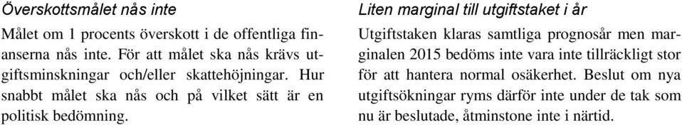 Hur snabbt målet ska nås och på vilket sätt är en politisk bedömning.