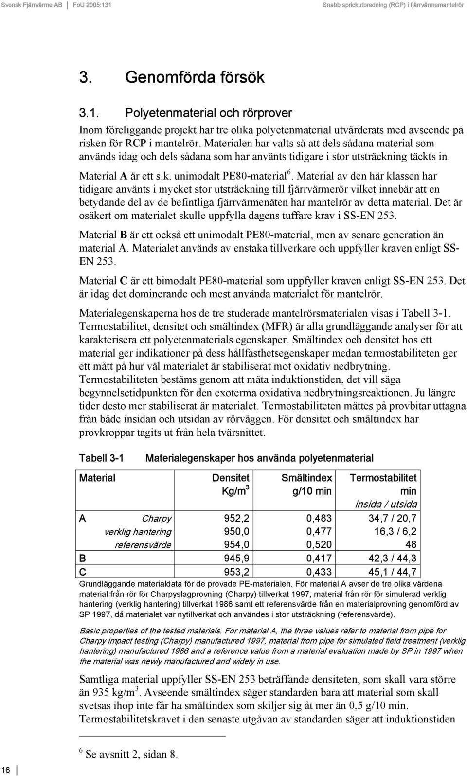 Material av den här klassen har tidigare använts i mycket stor utsträckning till fjärrvärmerör vilket innebär att en betydande del av de befintliga fjärrvärmenäten har mantelrör av detta material.