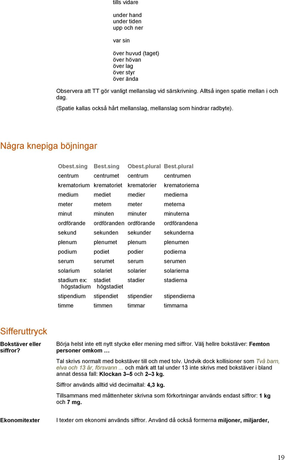 krematorium krematoriet krematorier krematorierna medium mediet medier medierna meter metern meter meterna minut minuten minuter minuterna ordförande ordföranden ordförande ordförandena sekund