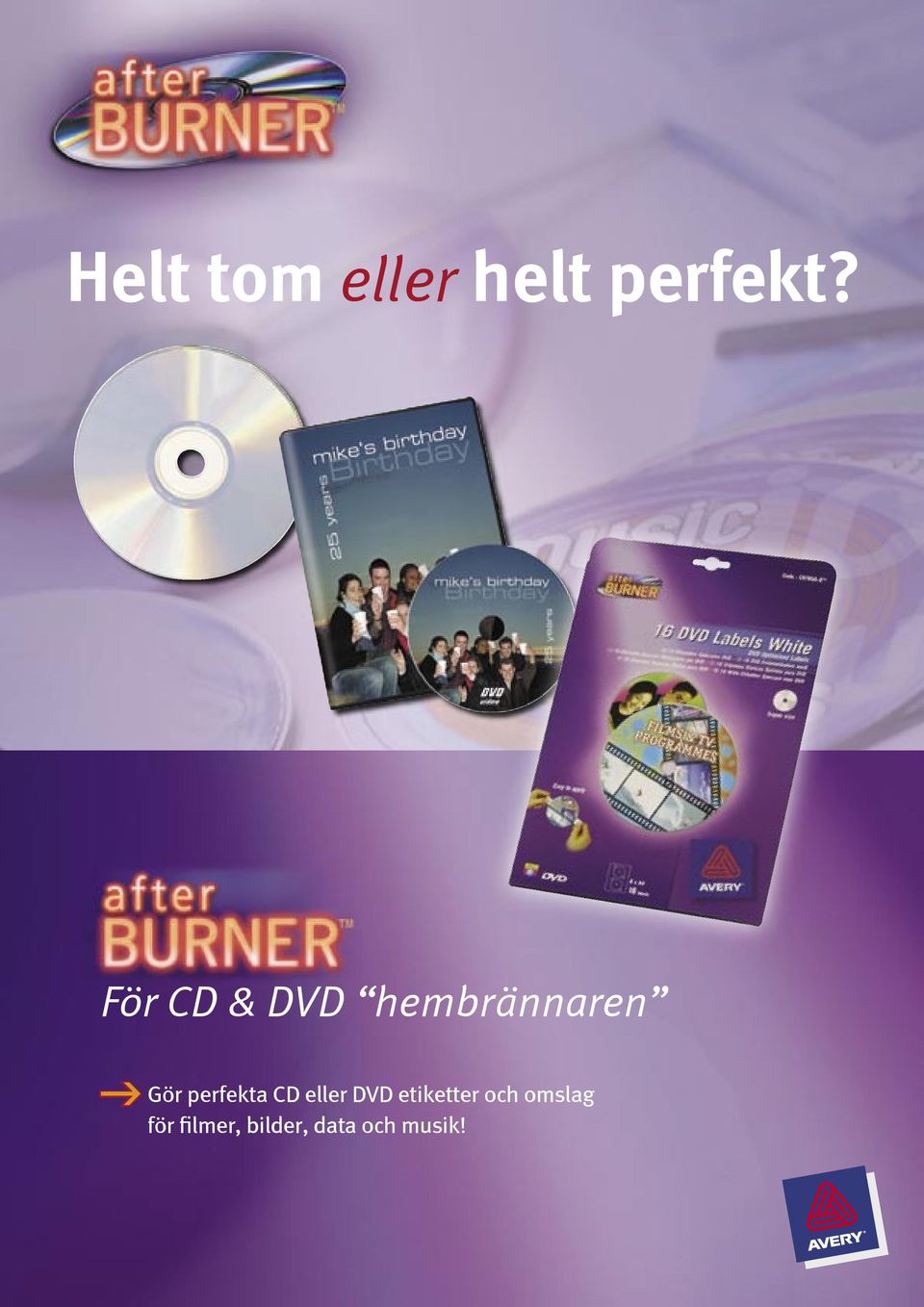 perfekta CD eller DVD etiketter