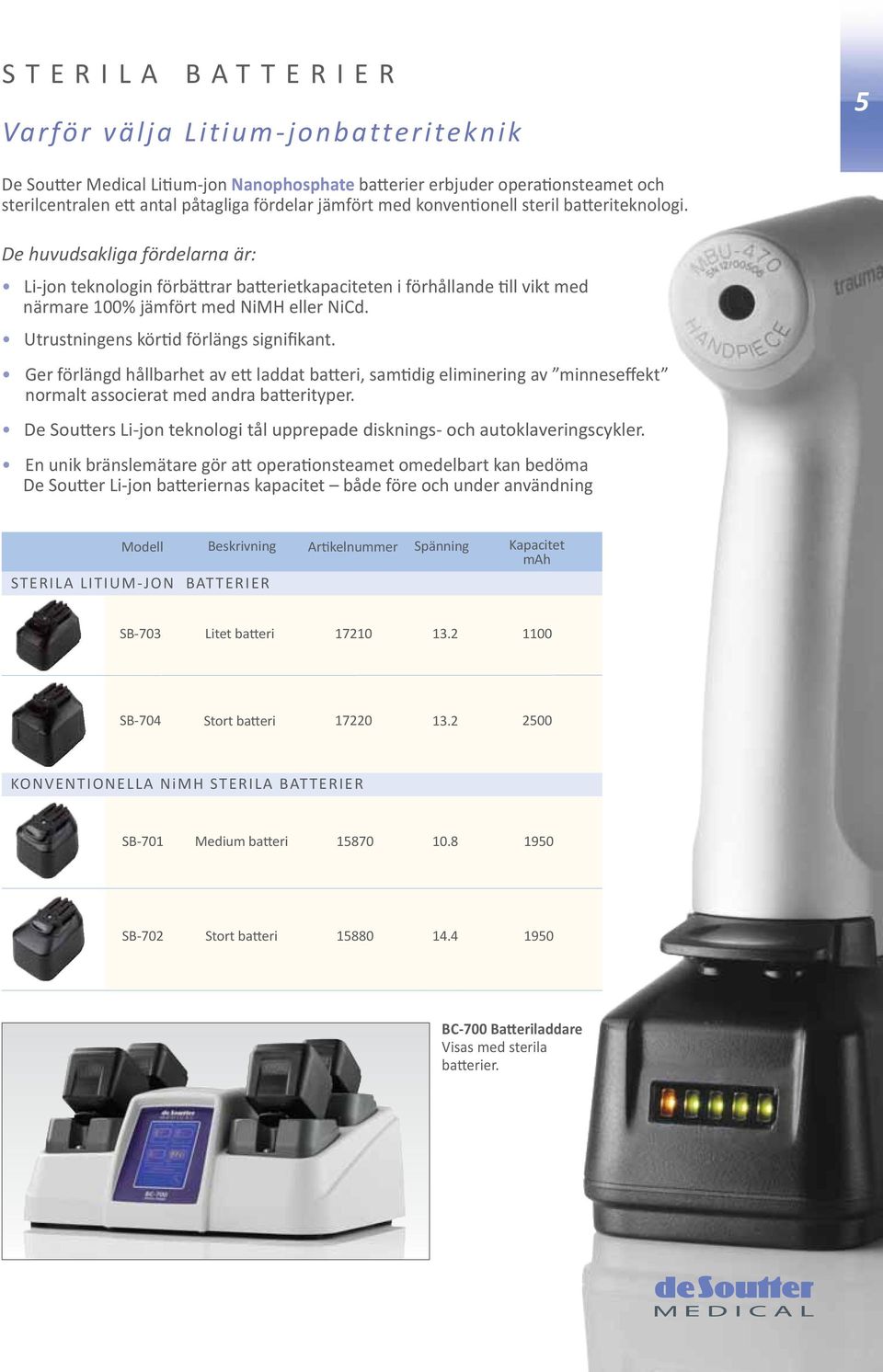 Utrustningens körtid förlängs signifikant. Ger förlängd hållbarhet av ett laddat batteri, samtidig eliminering av minneseffekt normalt associerat med andra batterityper.