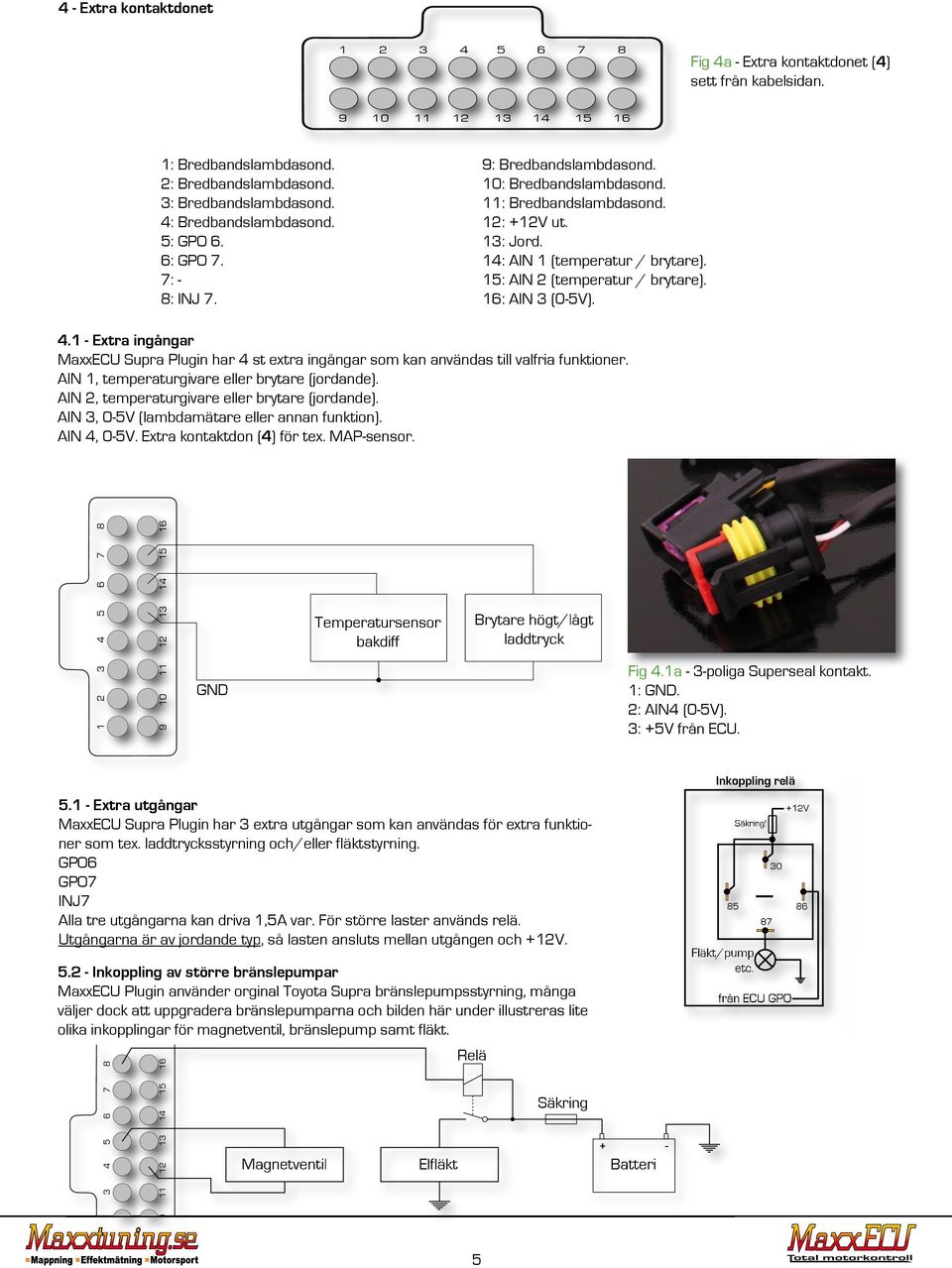 5V SENSOR SUPPLY, (G1) THROTTLE SENSOR, (G2) AIR TEMP SENSOR, (F2) COOLANT SENSOR, (F1) DIGITAL IN 1, (K3) DIGITAL IN 2, (K4) SENSOR GND IGNITION CYL 1, (A2) IGNITION CYL 2, (A3) IGNITION CYL 3, (B2)