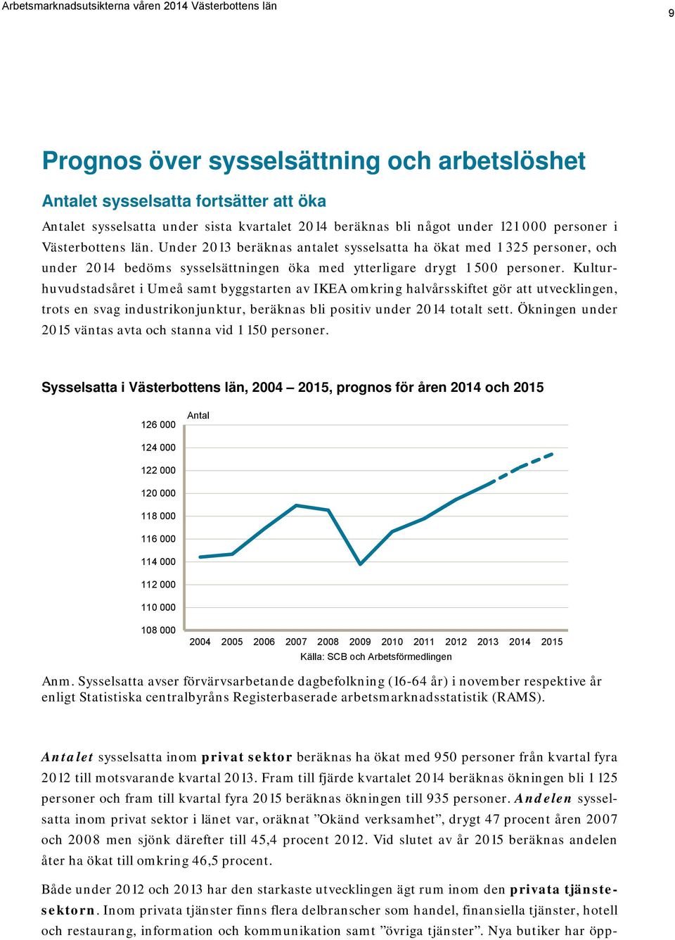 Kulturhuvudstadsåret i Umeå samt byggstarten av IKEA omkring halvårsskiftet gör att utvecklingen, trots en svag industrikonjunktur, beräknas bli positiv under 2014 totalt sett.