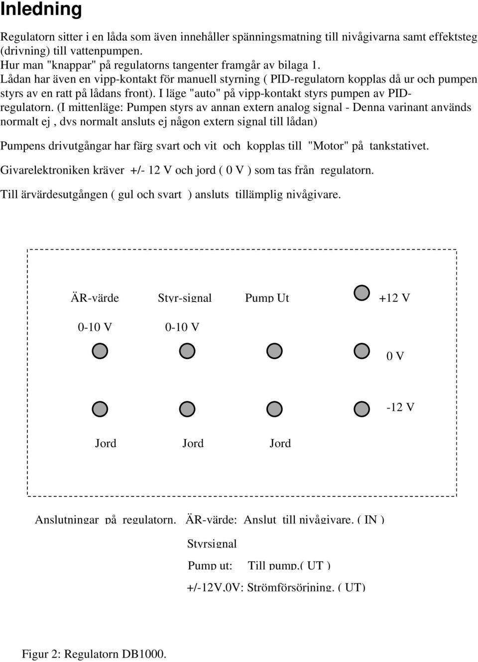 I läge "auto" på vipp-kontakt styrs pumpen av PIDregulatorn.