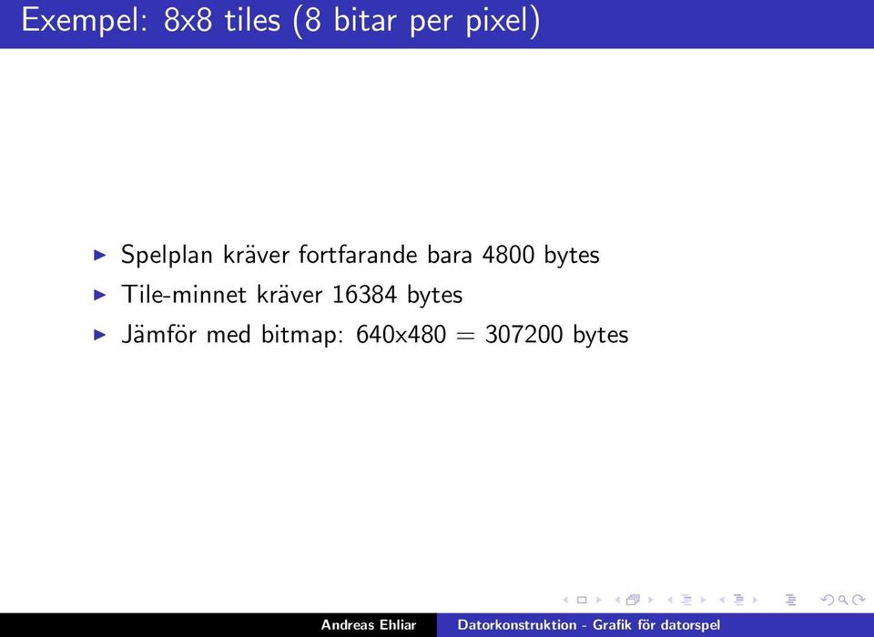 bytes Tile-minnet kräver 16384 bytes