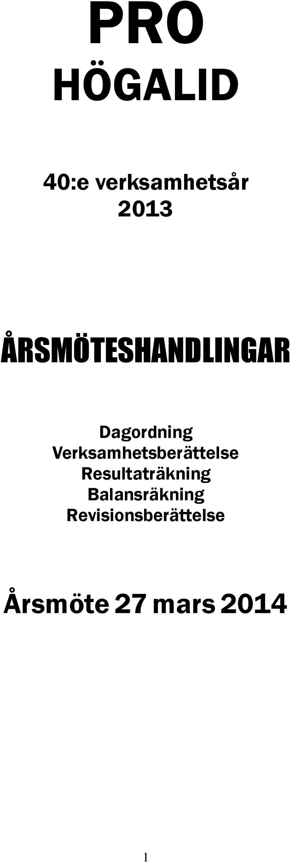 Verksamhetsberättelse Resultaträkning