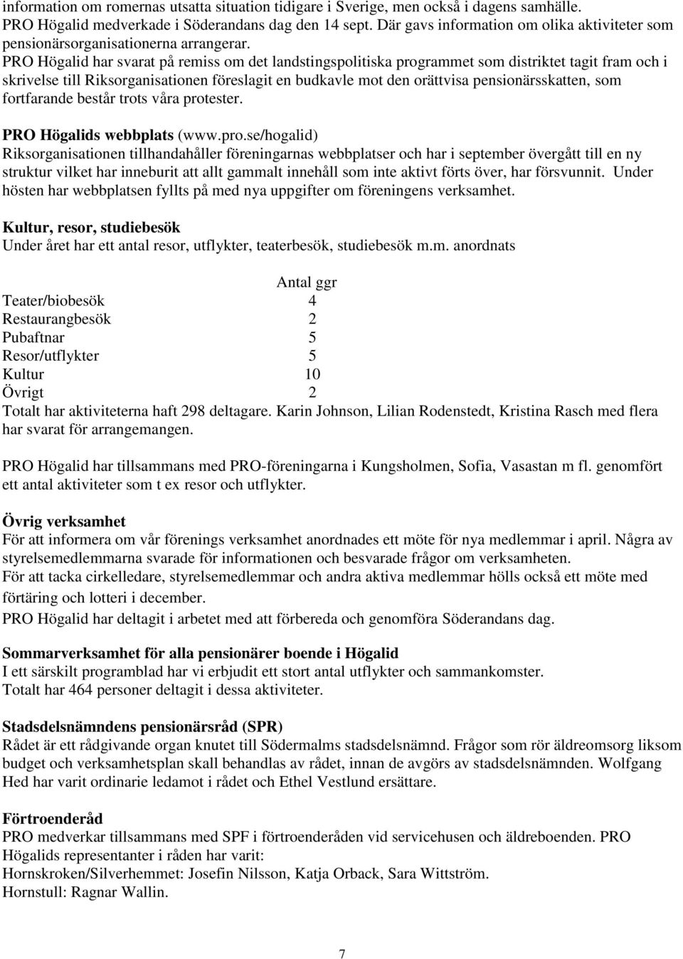 PRO Högalid har svarat på remiss om det landstingspolitiska programmet som distriktet tagit fram och i skrivelse till Riksorganisationen föreslagit en budkavle mot den orättvisa pensionärsskatten,